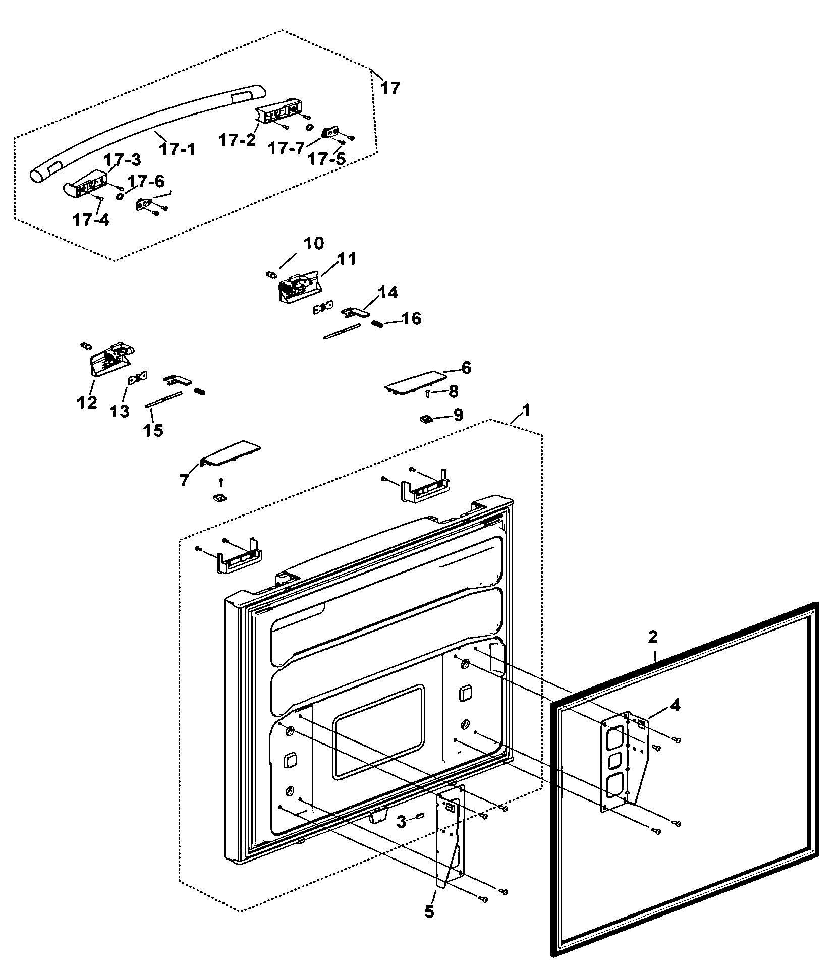 Samsung RF197ACBP/XAA-00 freezer door diagram