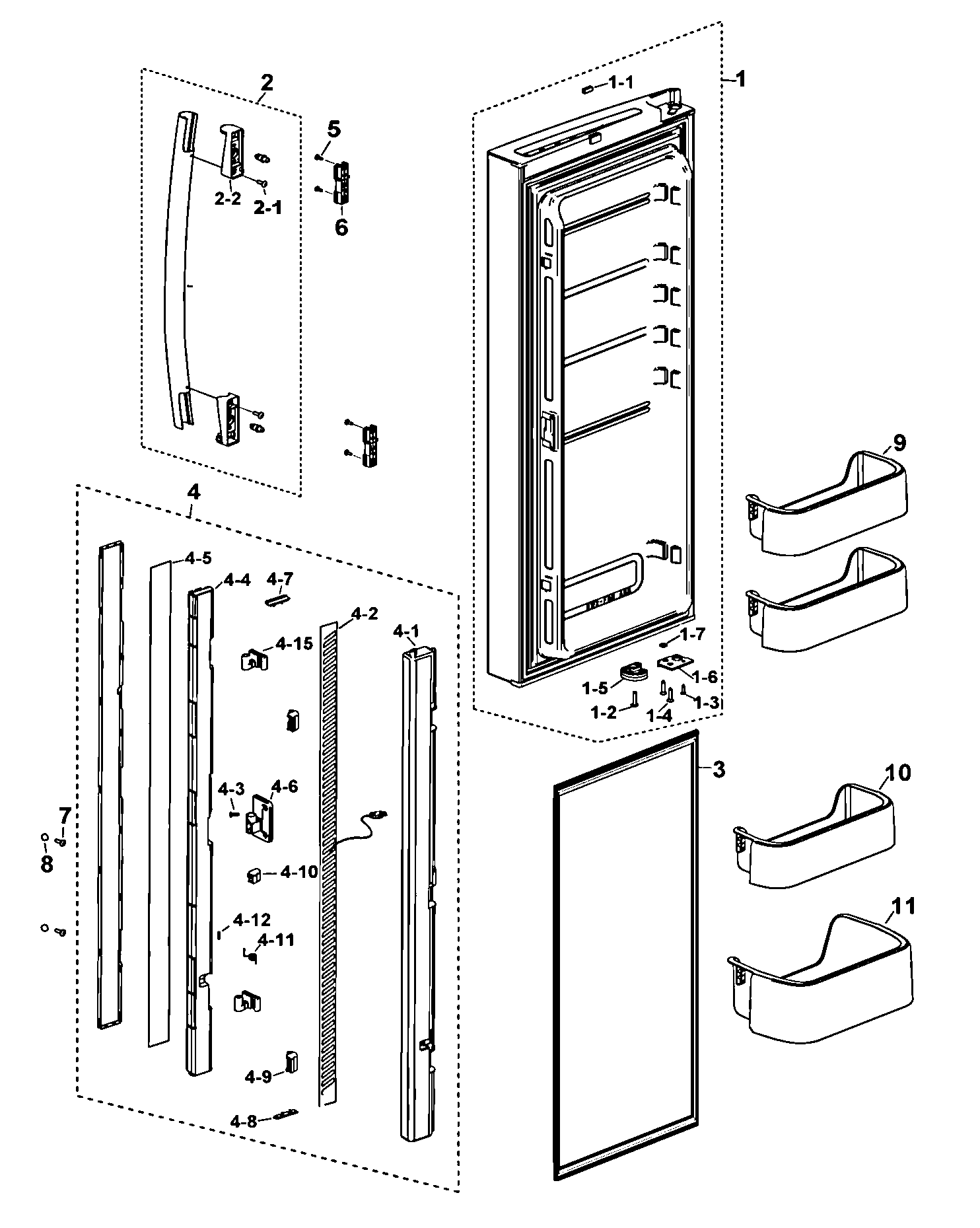 Samsung RF197ACBP/XAA-00 left door diagram