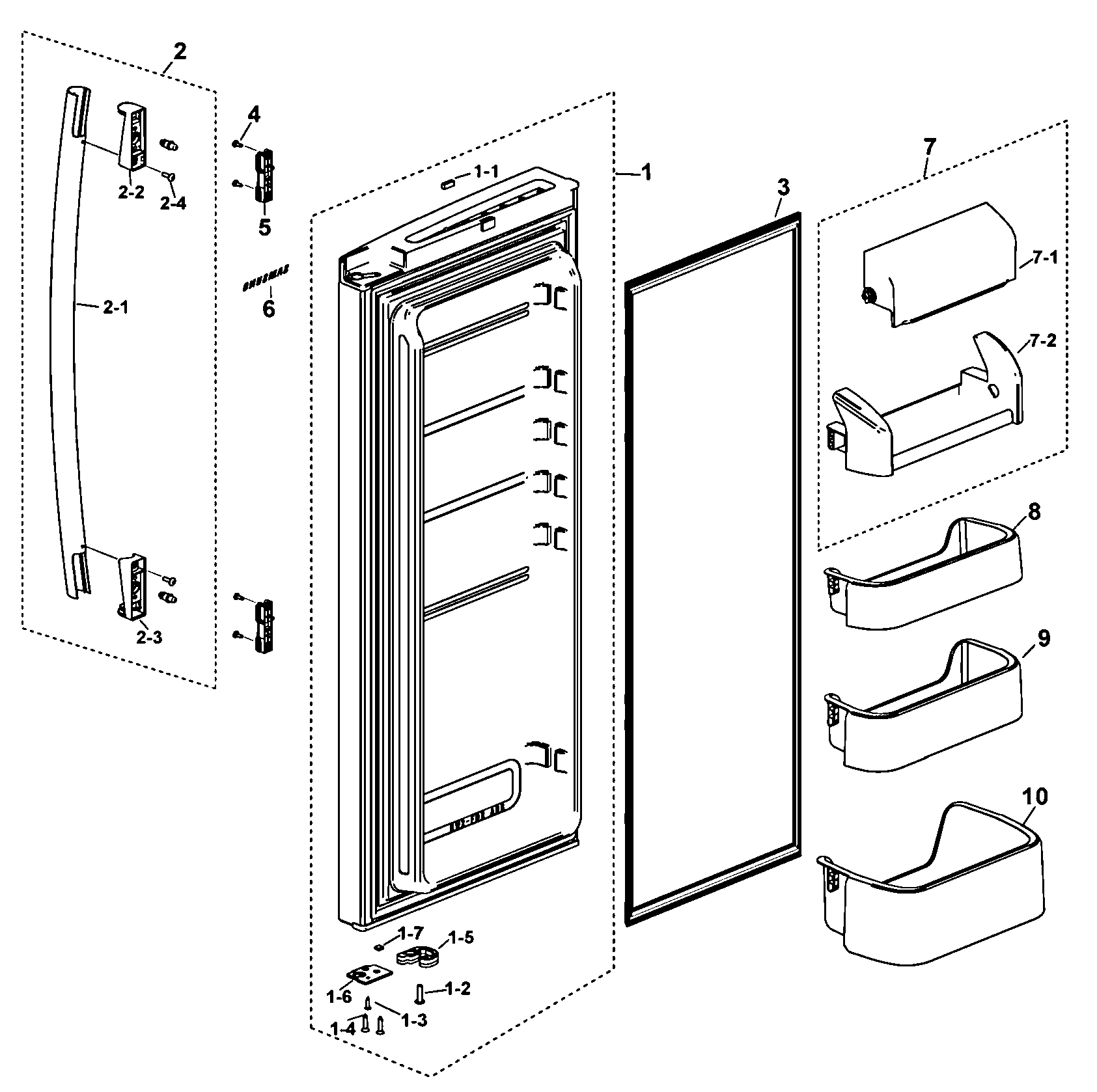 Samsung RF197ACBP/XAA-00 right door diagram
