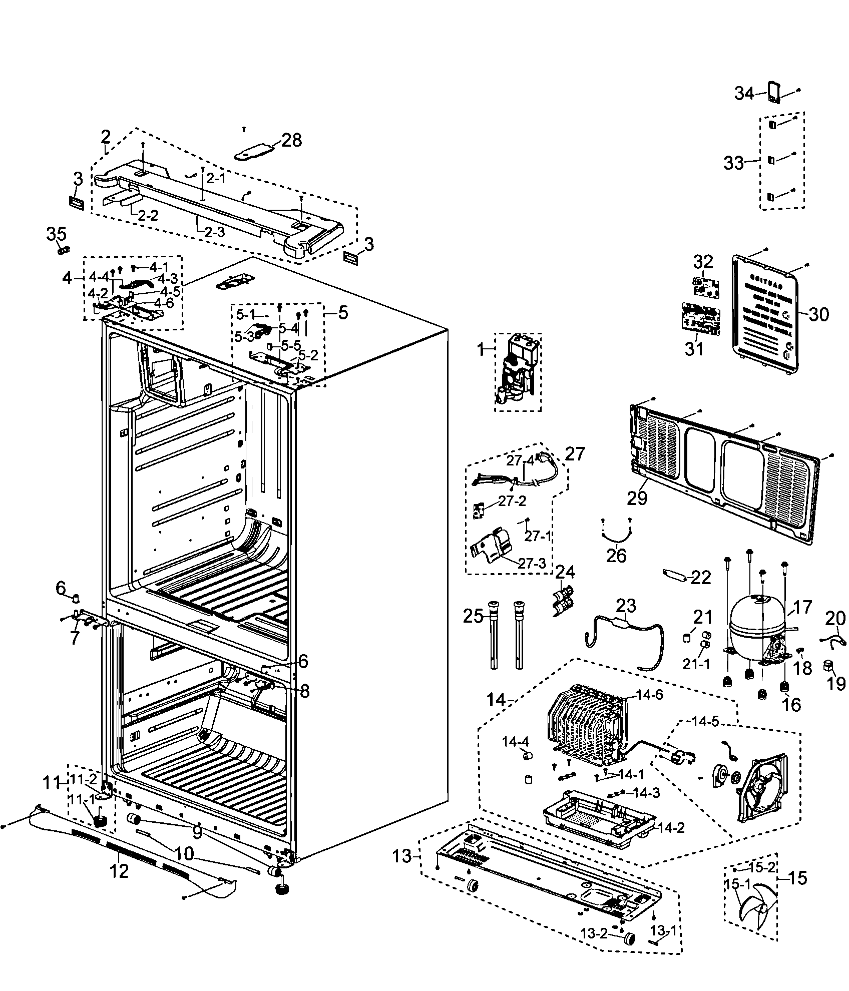 Samsung RF267AZWP/XAA-00 cabinet diagram