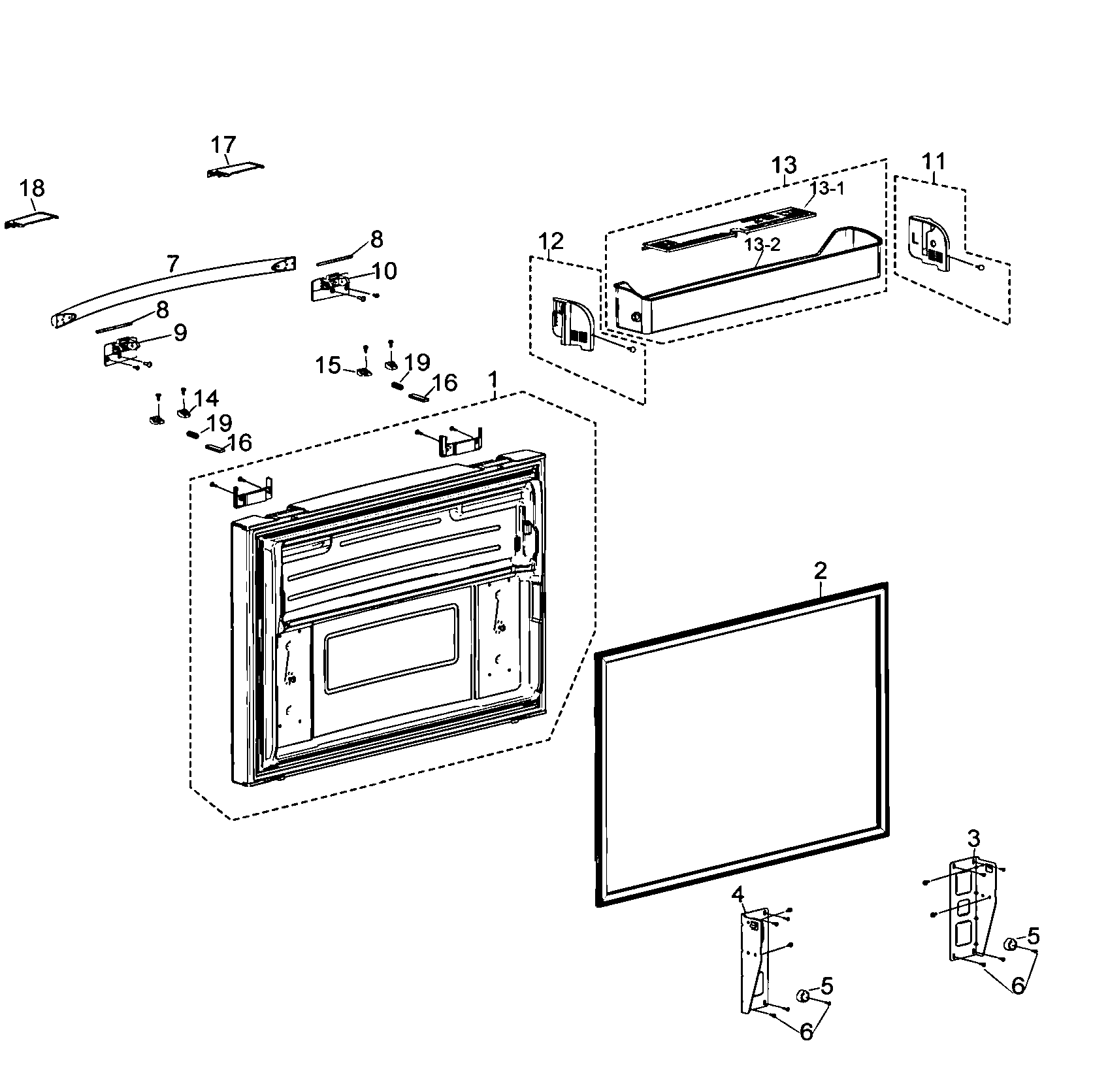 Samsung RF267AZWP/XAA-00 freezer door diagram