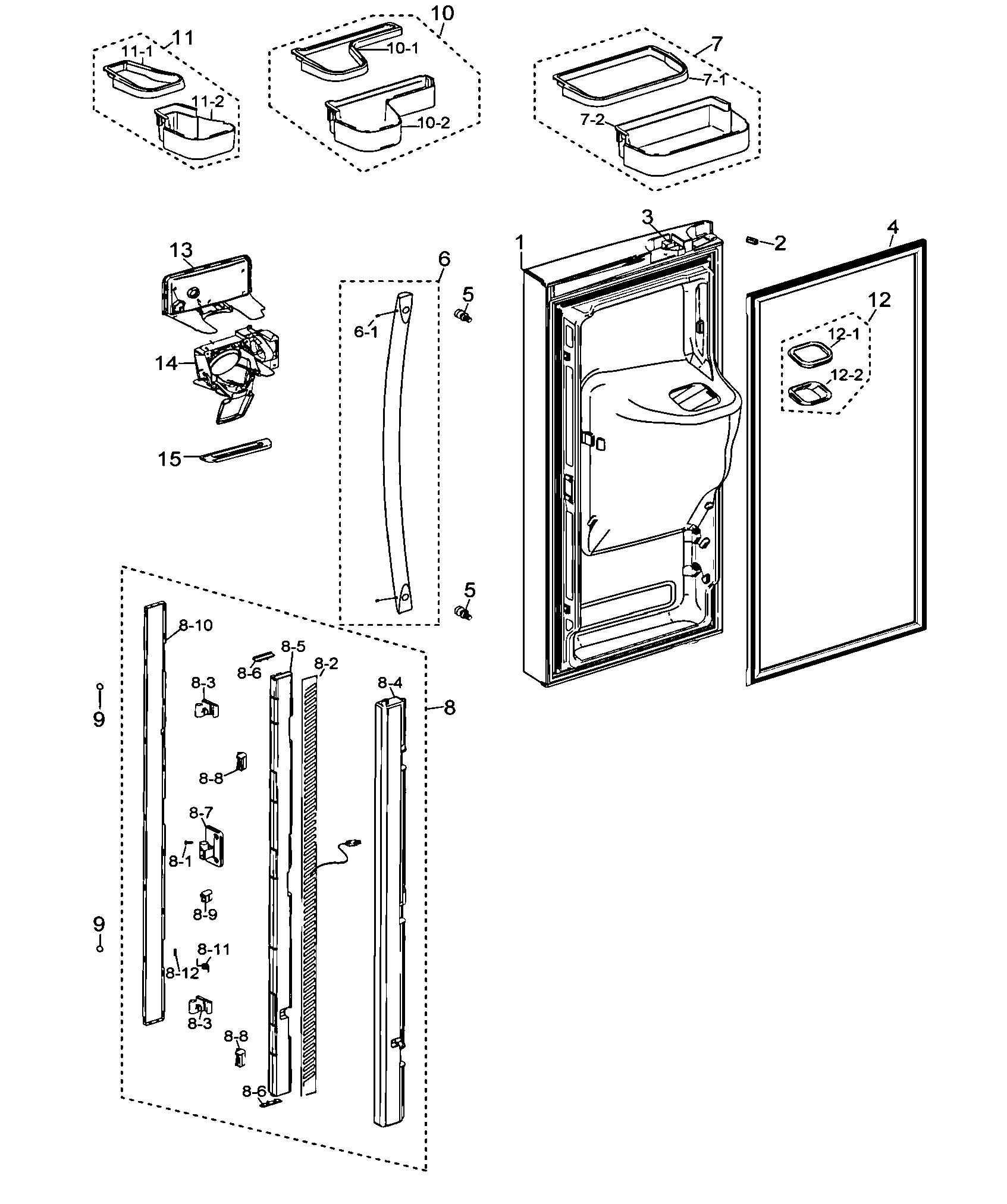 Samsung RF267AZWP/XAA-00 left door diagram