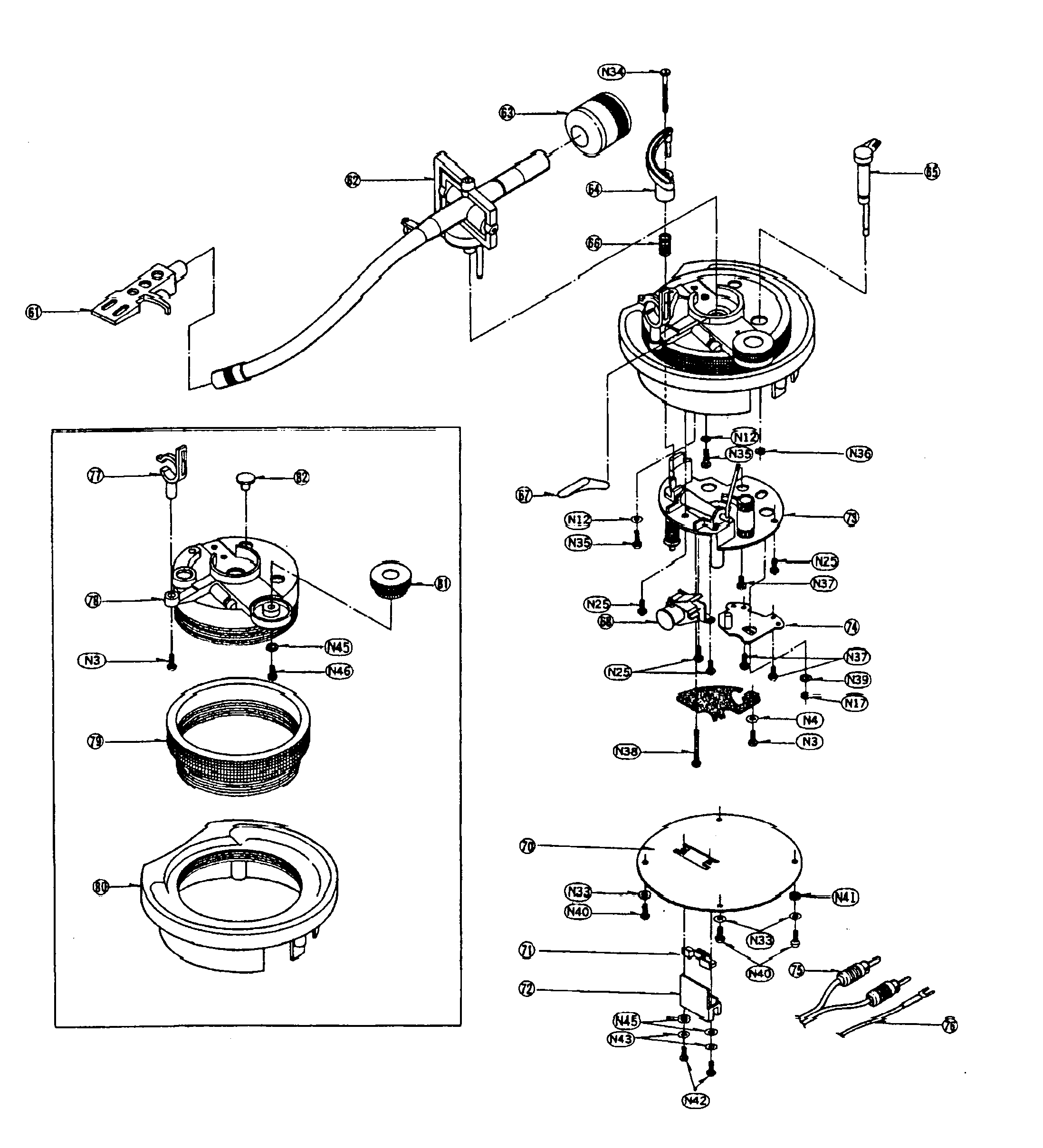 Technics SL-1200MK2PK tone arm diagram