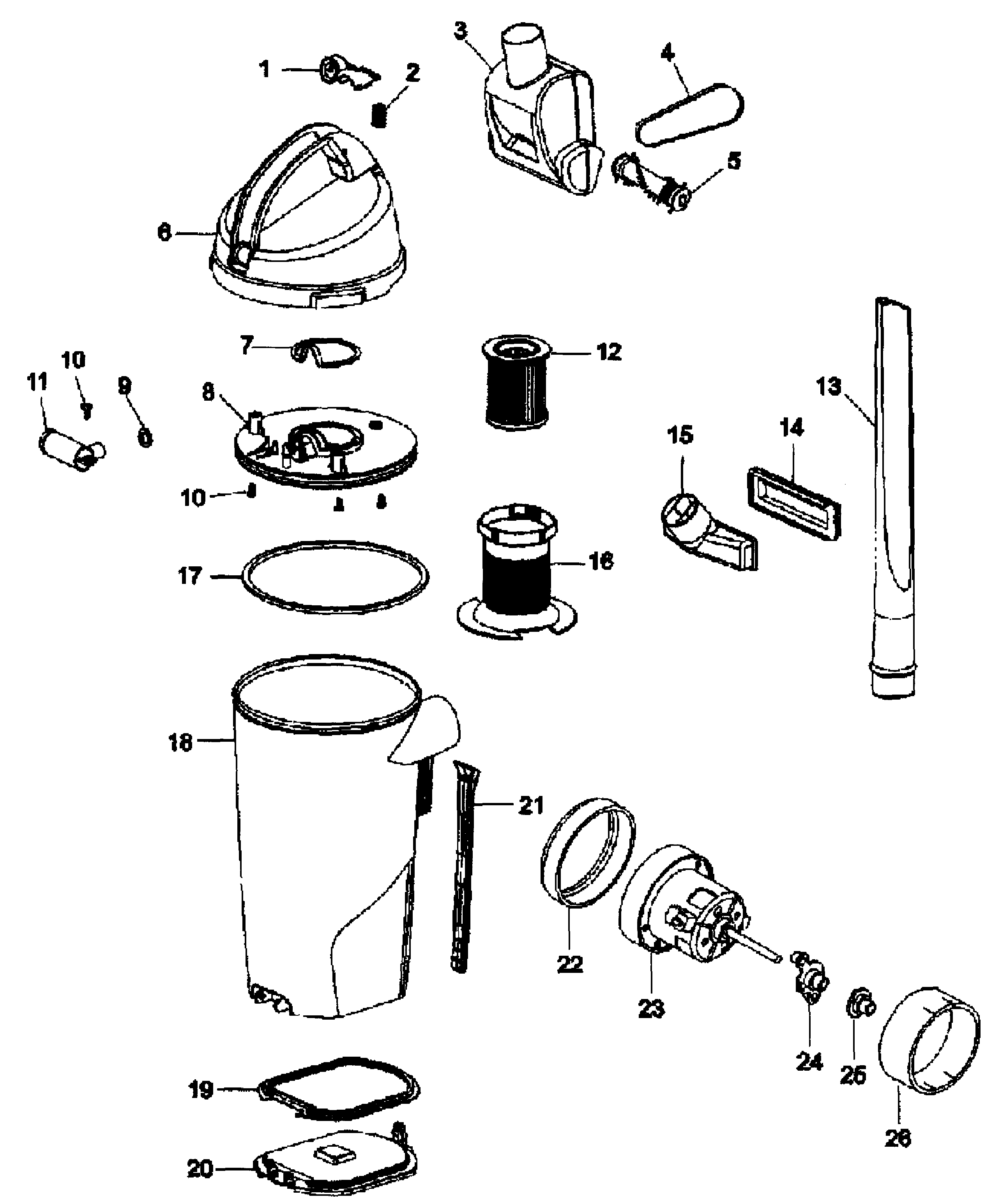 Hoover U5509-900 tank assy diagram