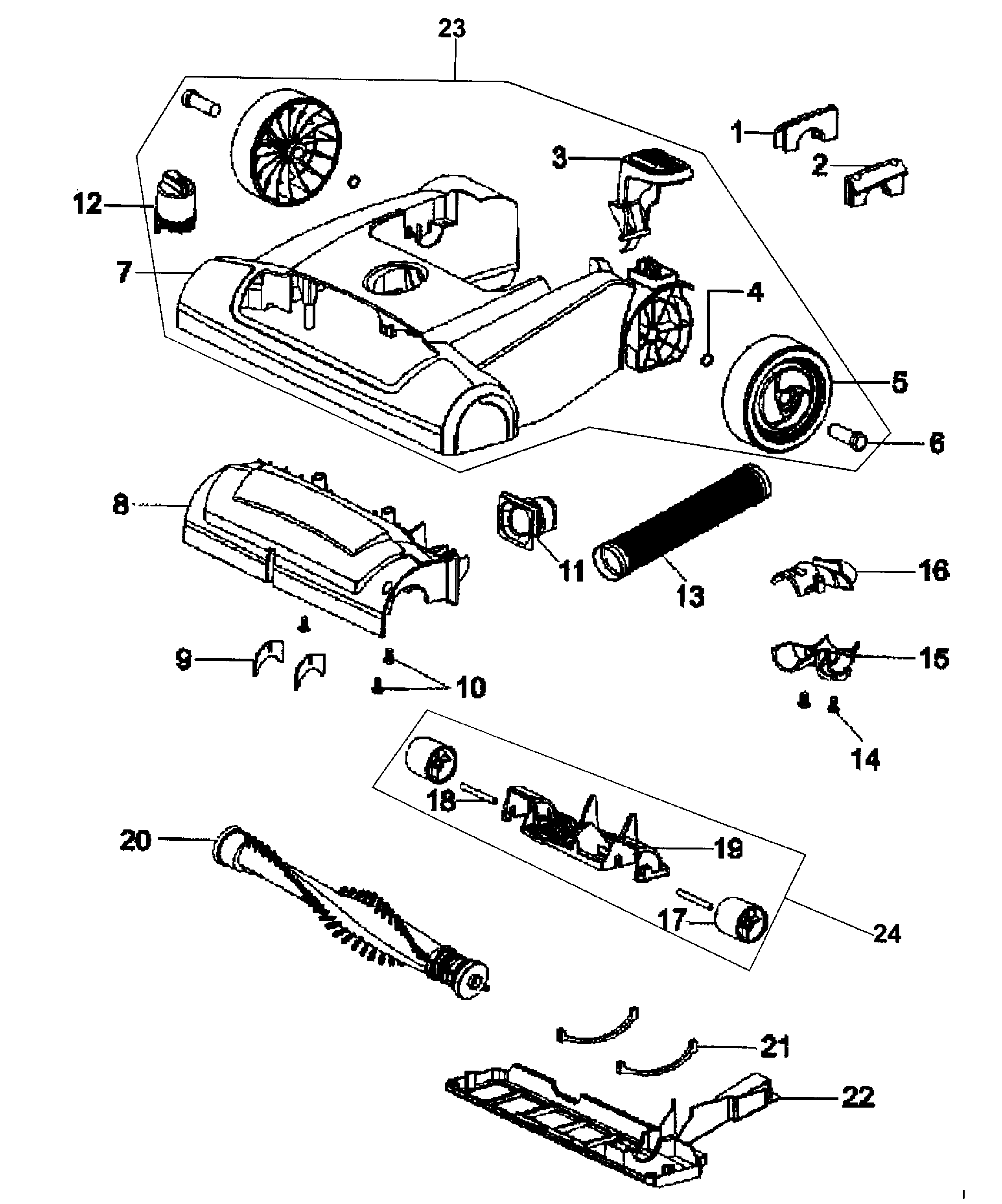 Hoover U5509-900 base assy diagram