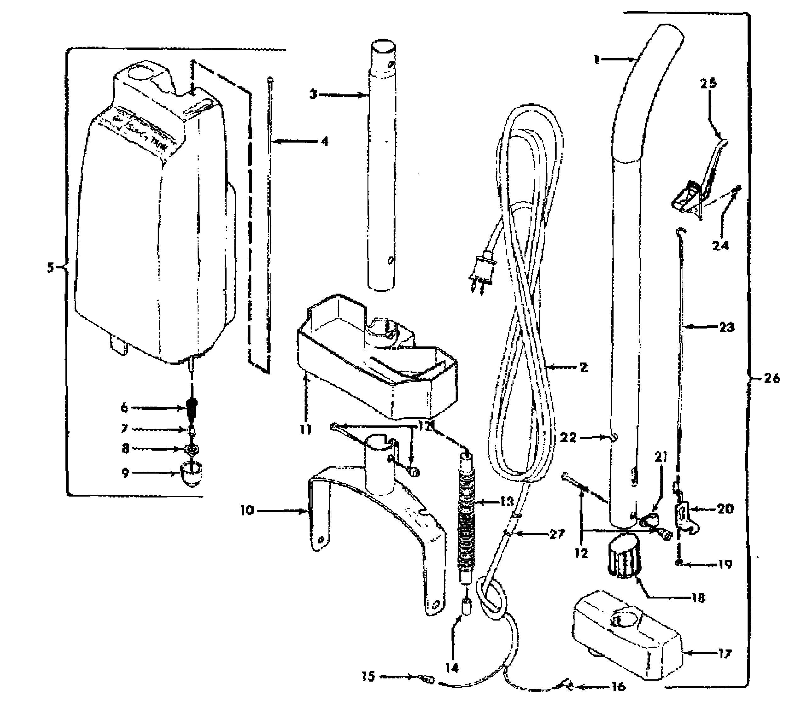 Hoover F4300 handle assy diagram