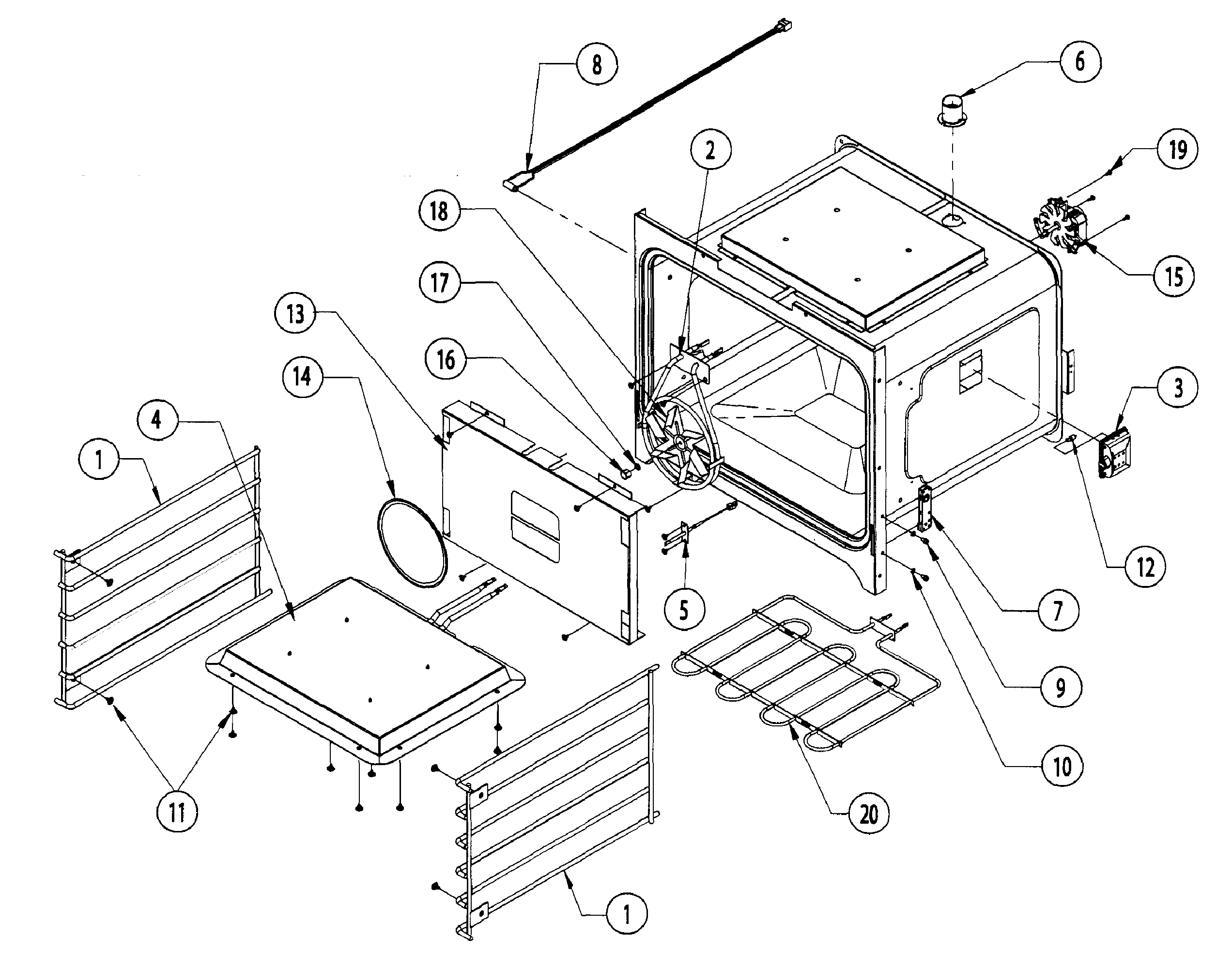 Dacor DO230 upper oven diagram