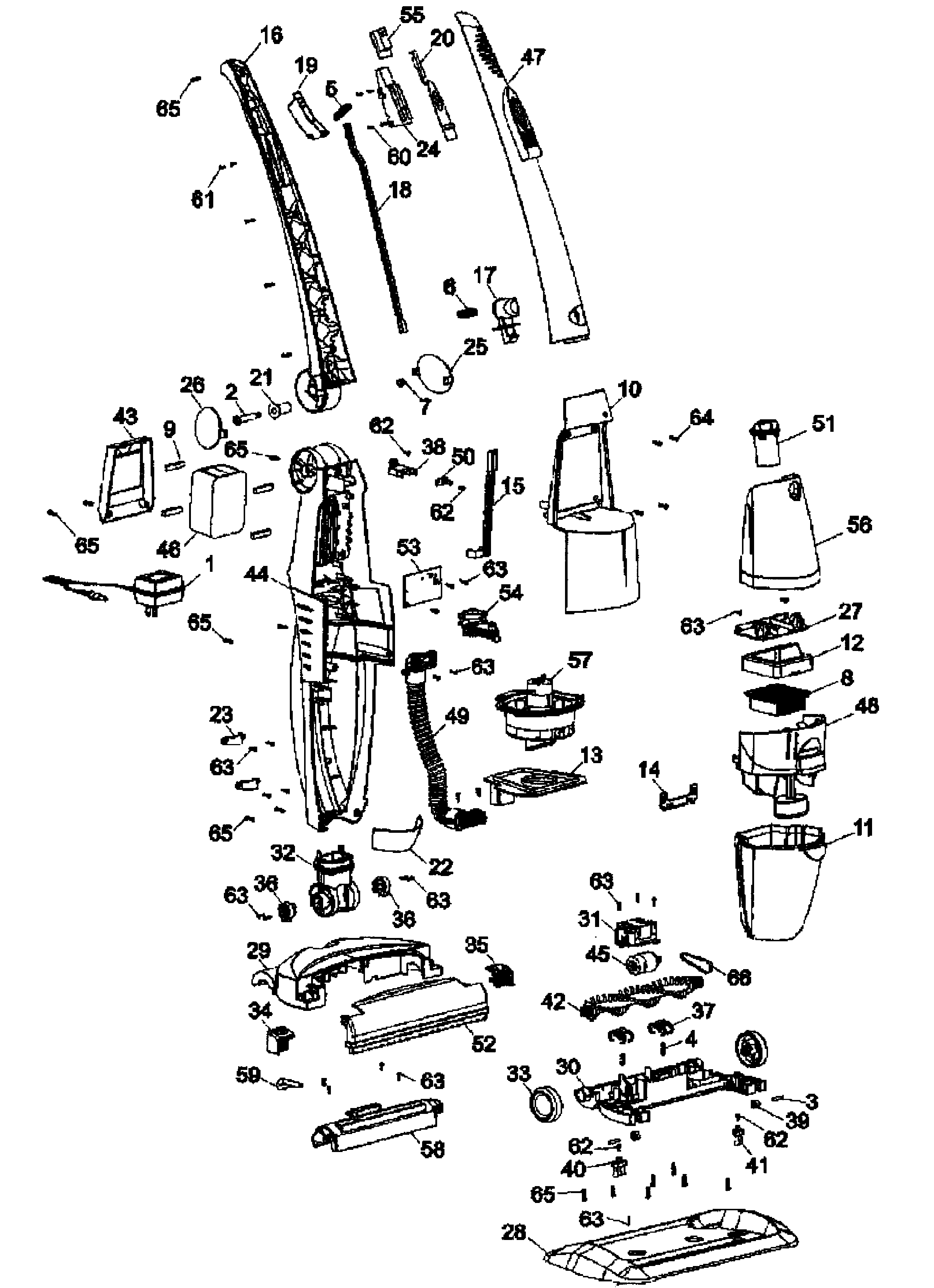 Hoover H2510 vacuum diagram