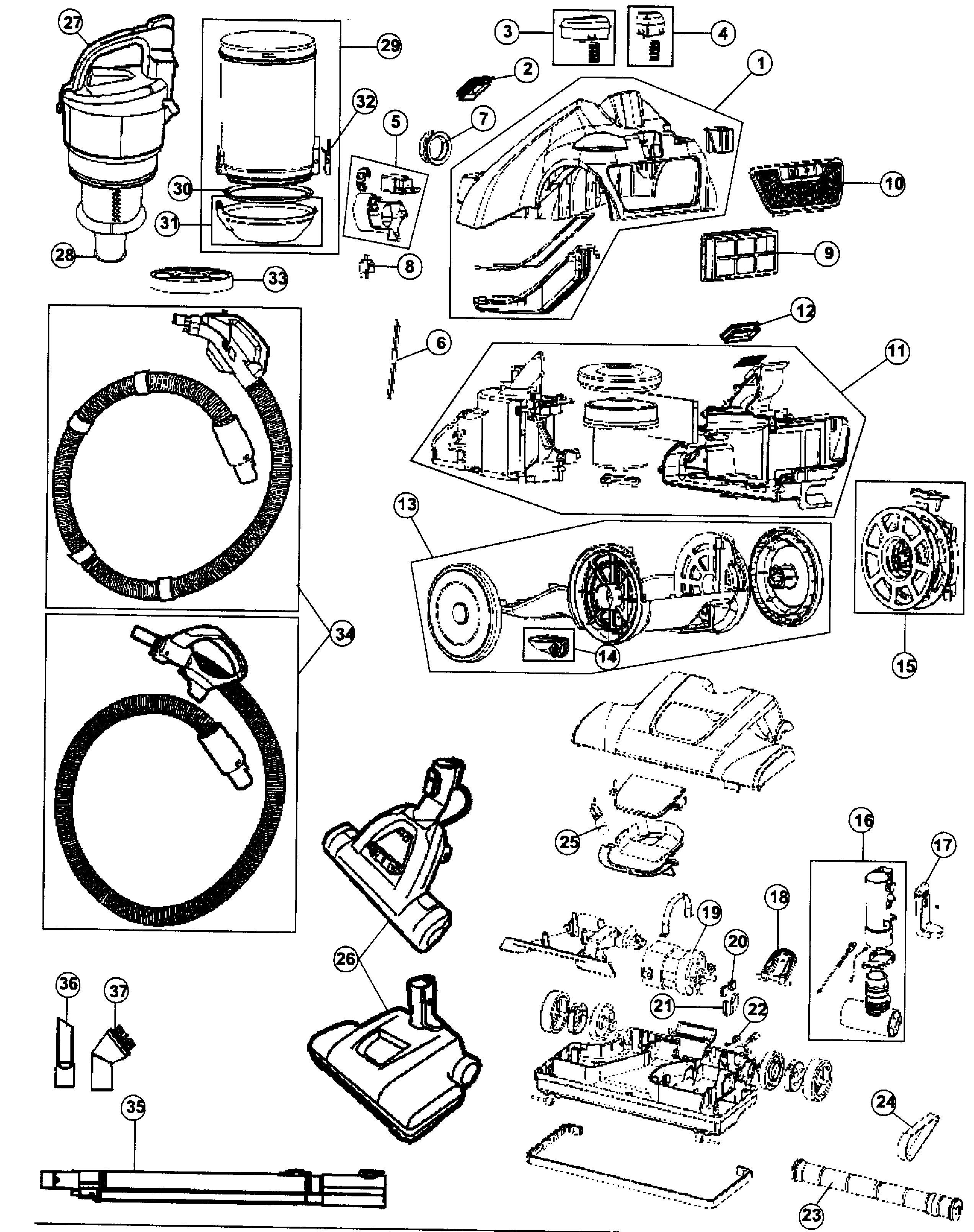 Hoover SH40040 vacuum diagram