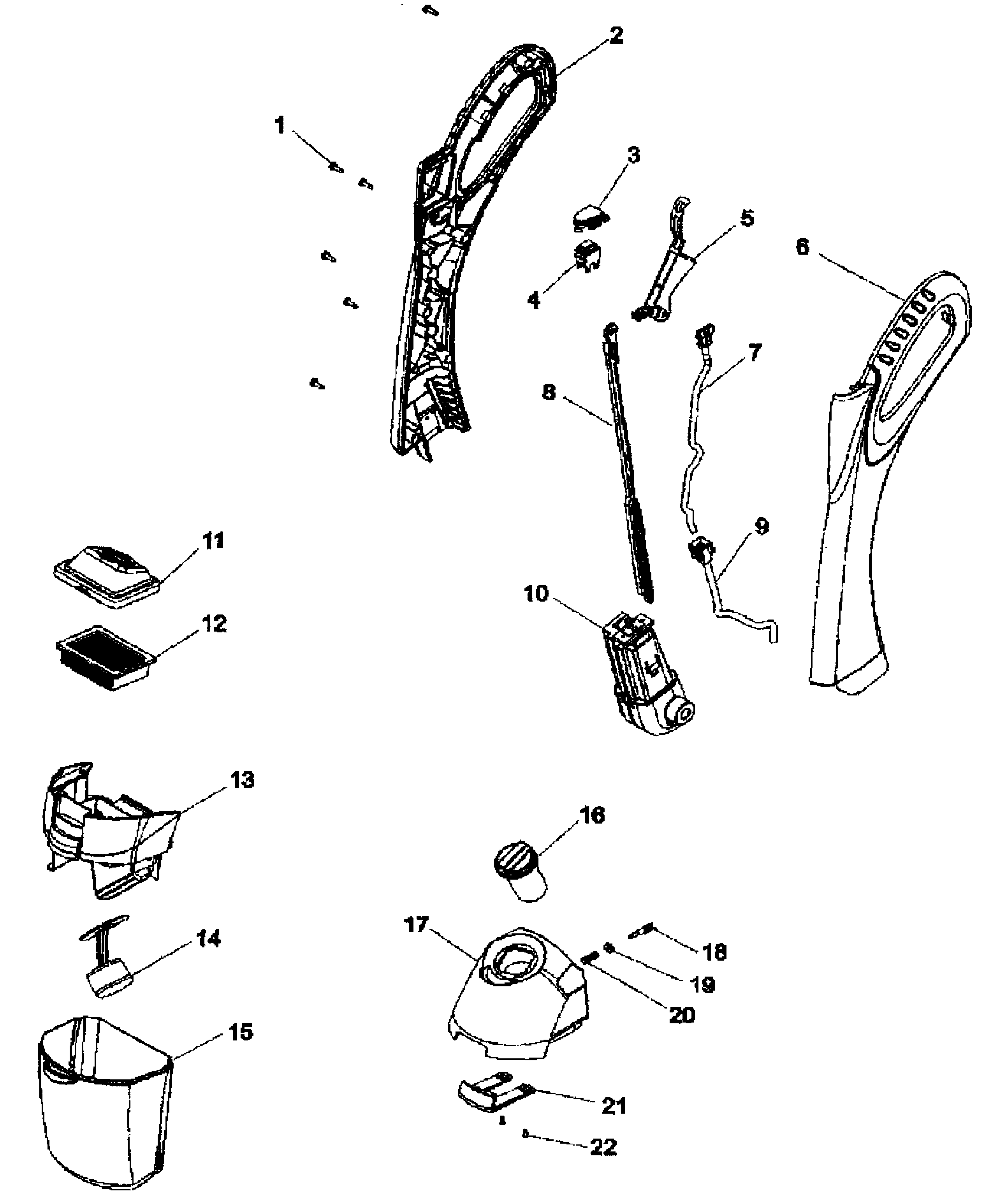 Hoover H3050 handle assy diagram