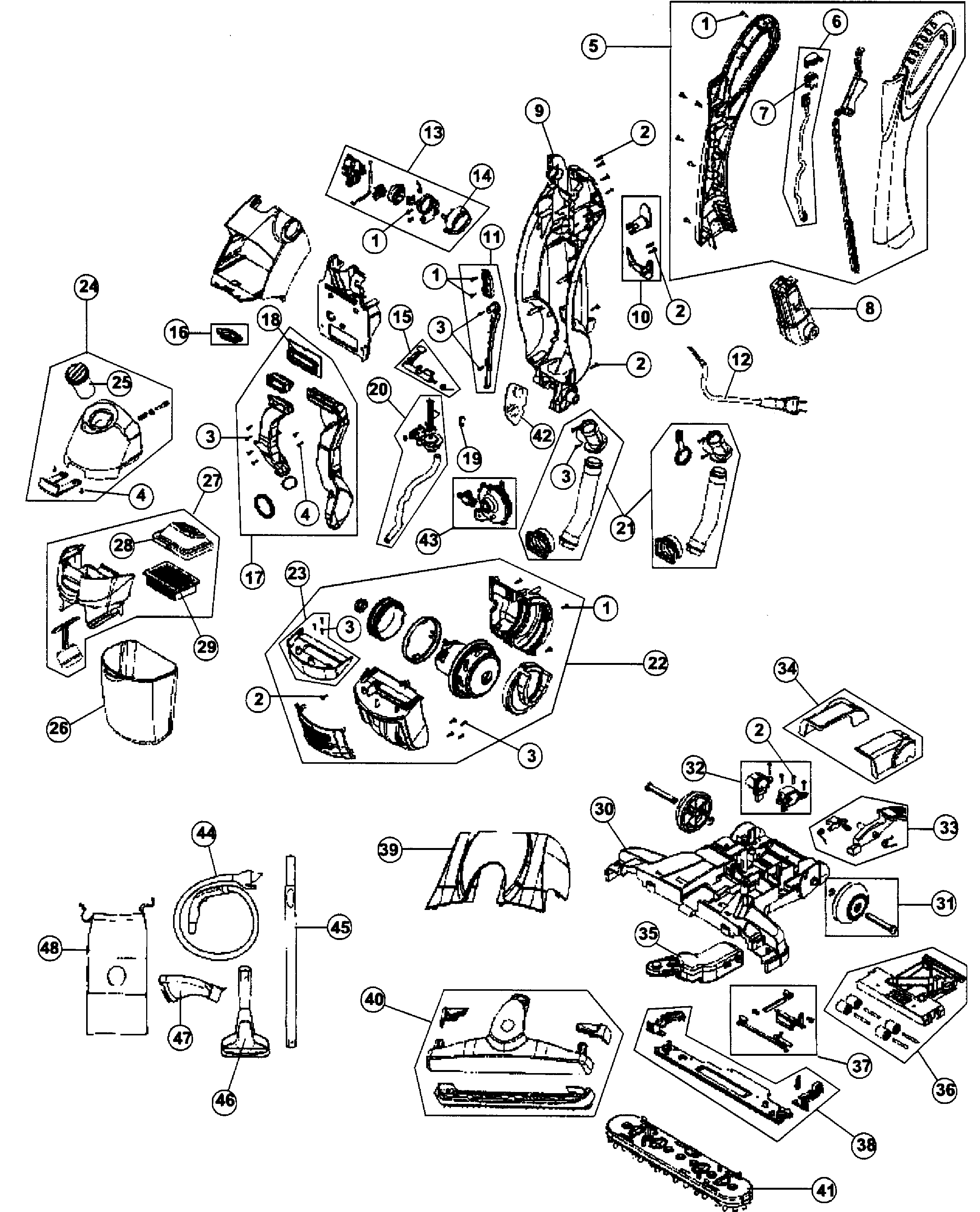 Hoover FH40010TV floor scrubber diagram