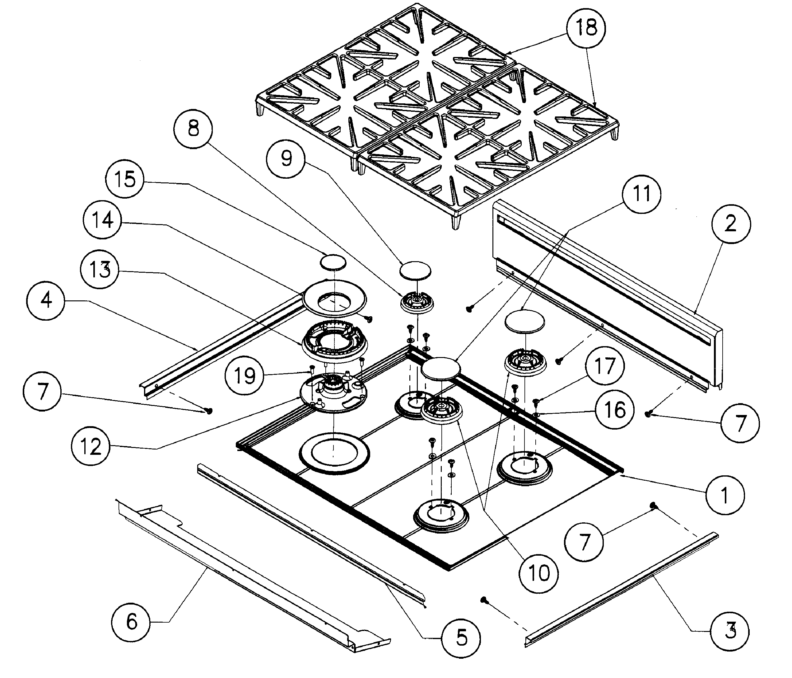 Dacor ER30GISCHLP grates diagram