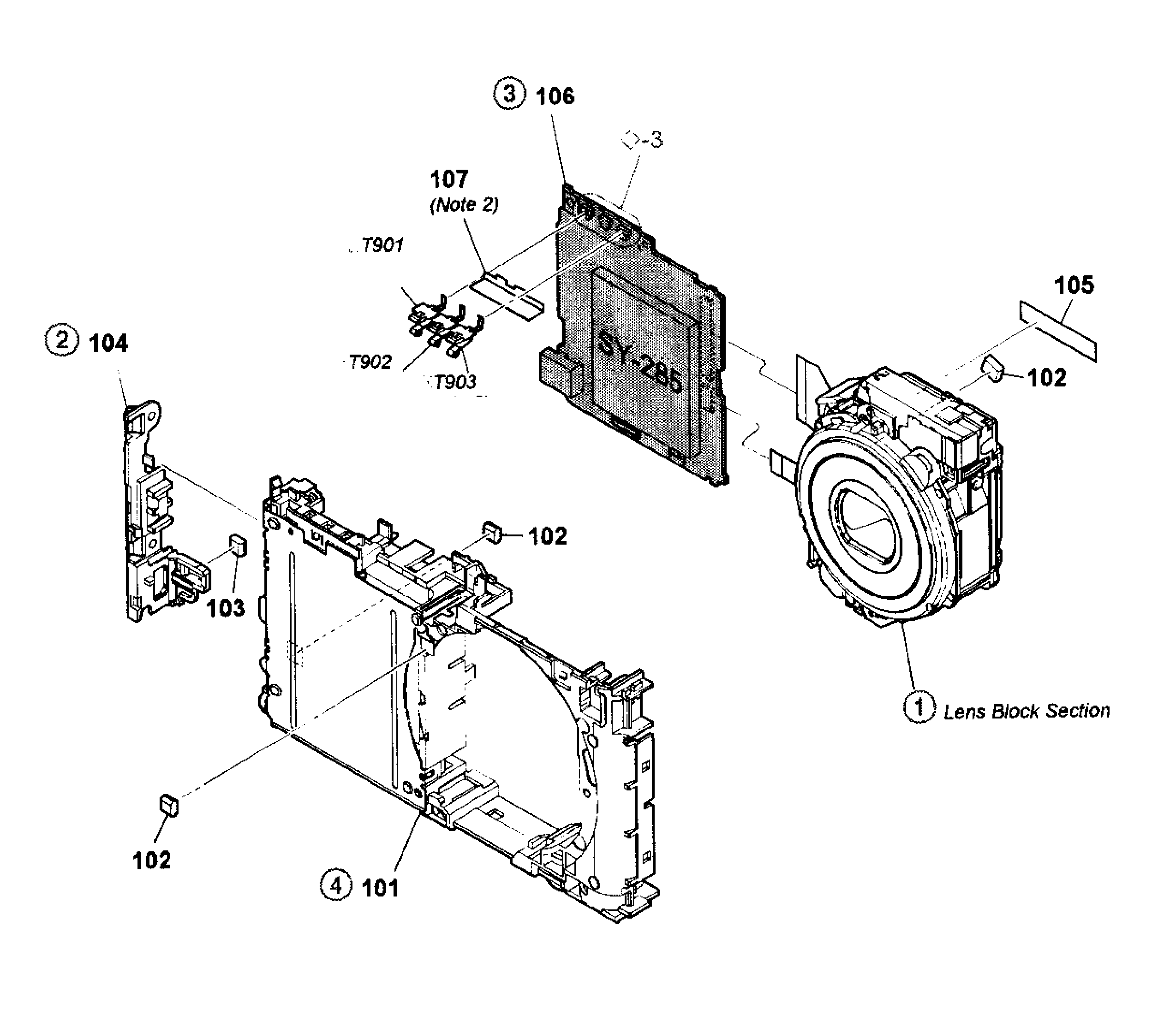 Sony DSC-W530P main assy diagram