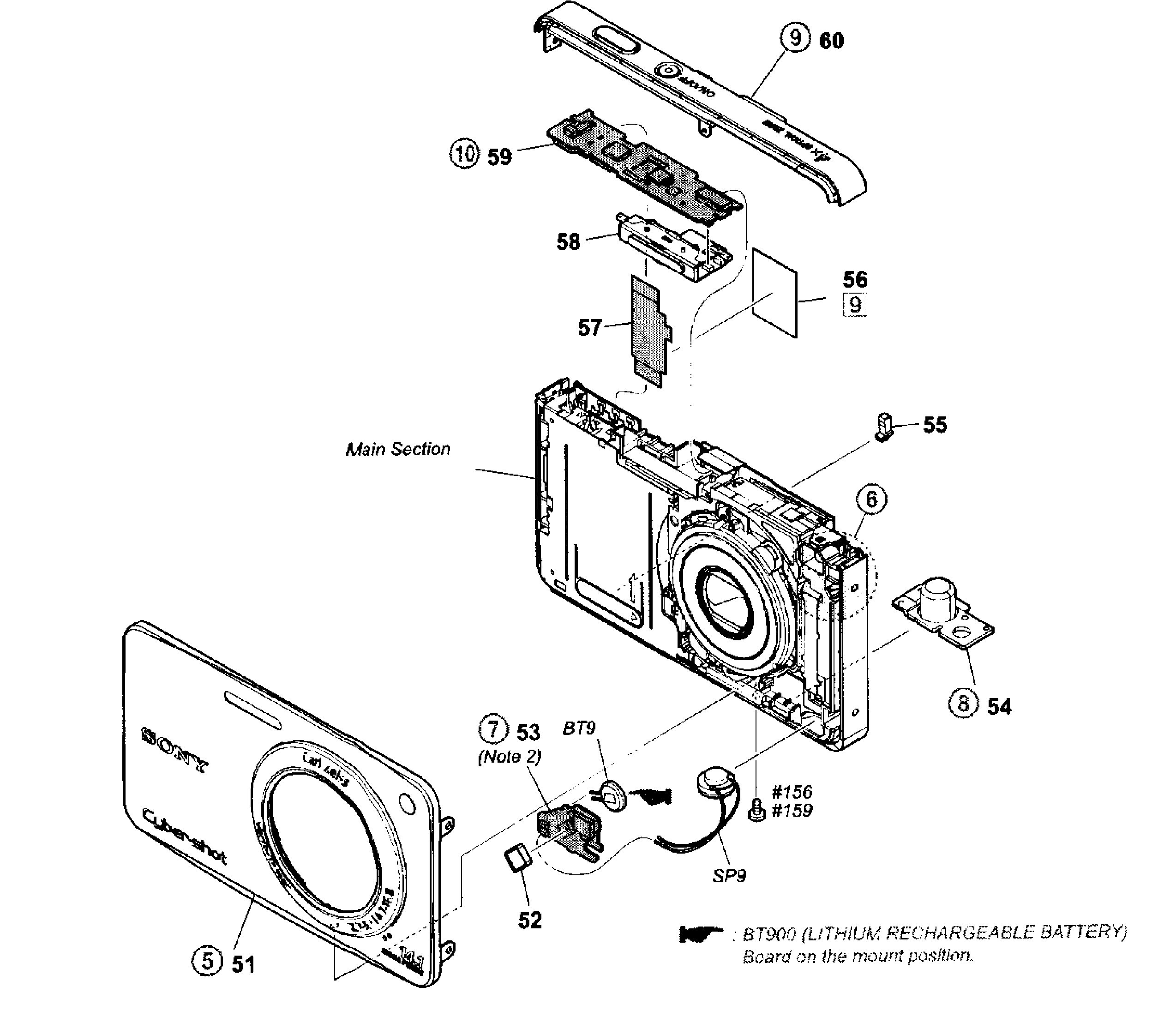 Sony DSC-W560S front assy diagram