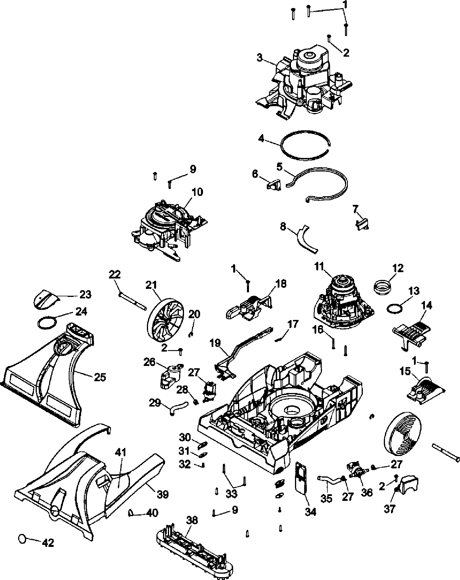 Hoover F7458-900 base assy diagram