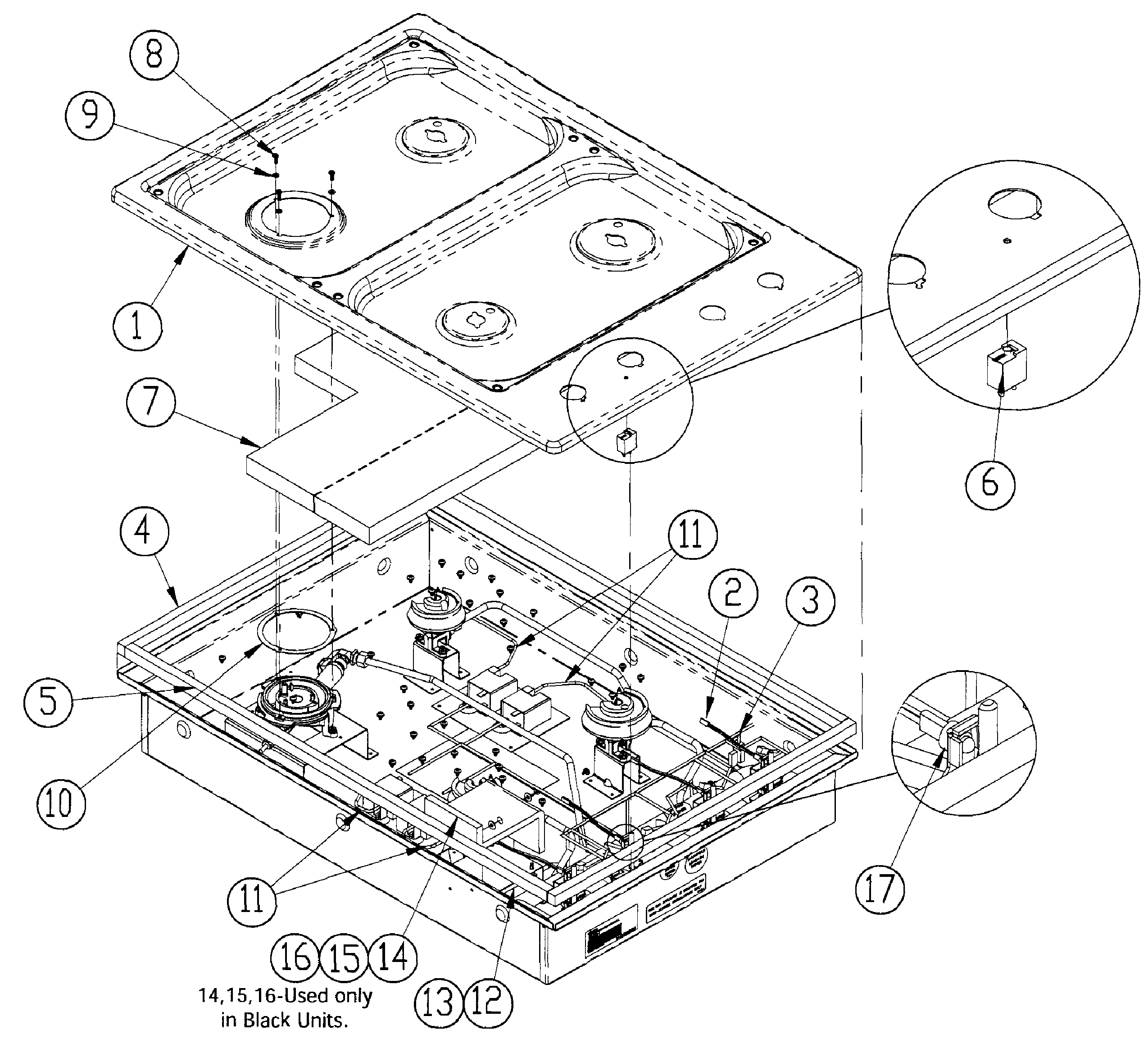 Dacor RGC304BLP upper assy diagram