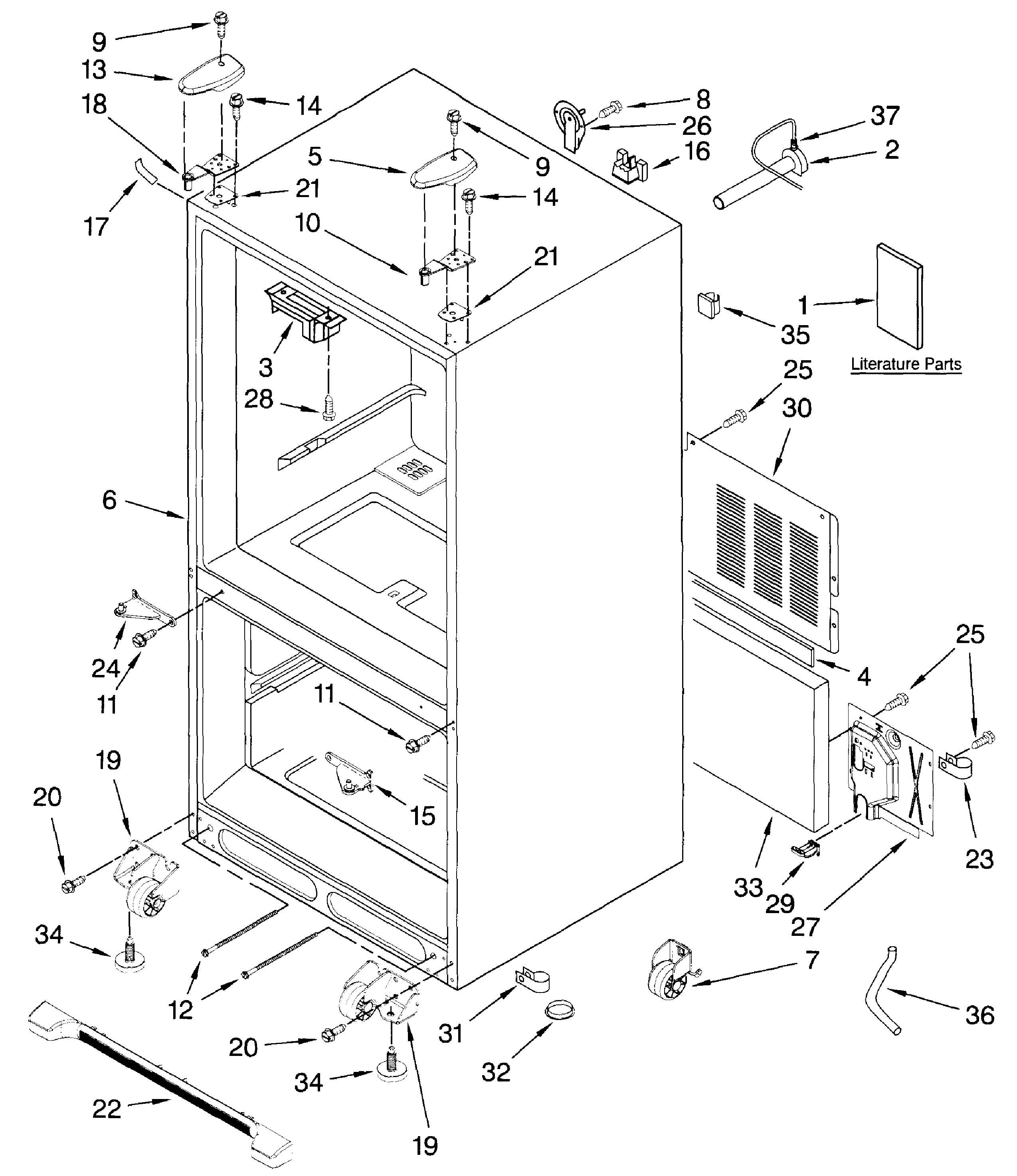Dacor EF36BNFSS cabinet diagram