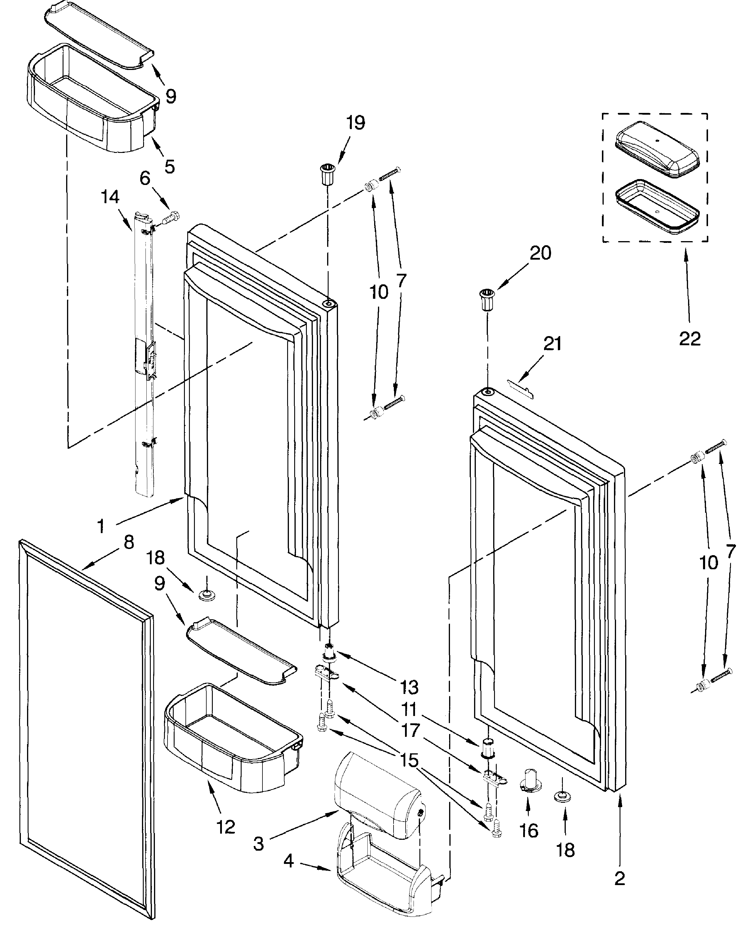 Dacor EF36BNFSS refig doors diagram