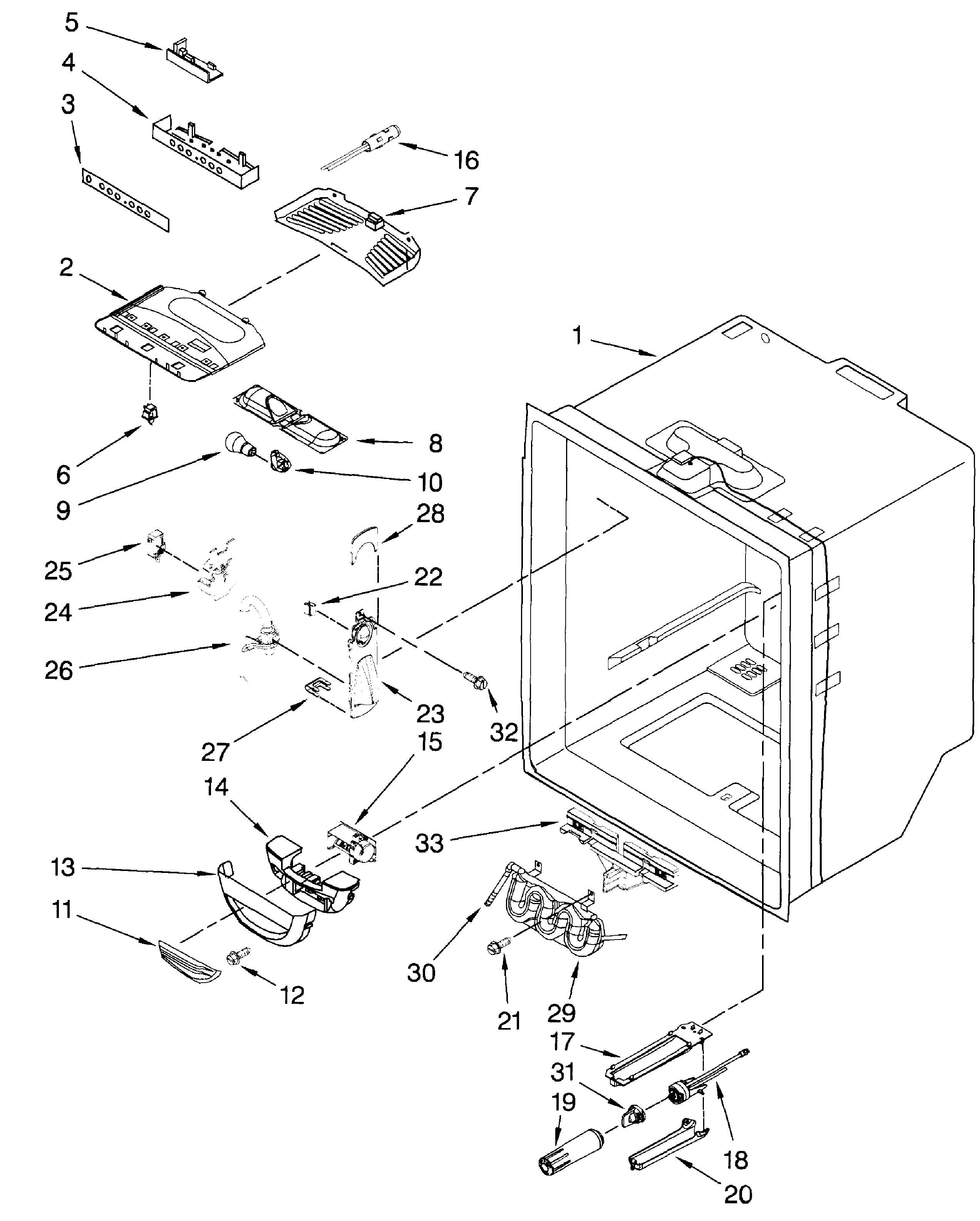 Dacor EF36BNNFSS refrig liner diagram