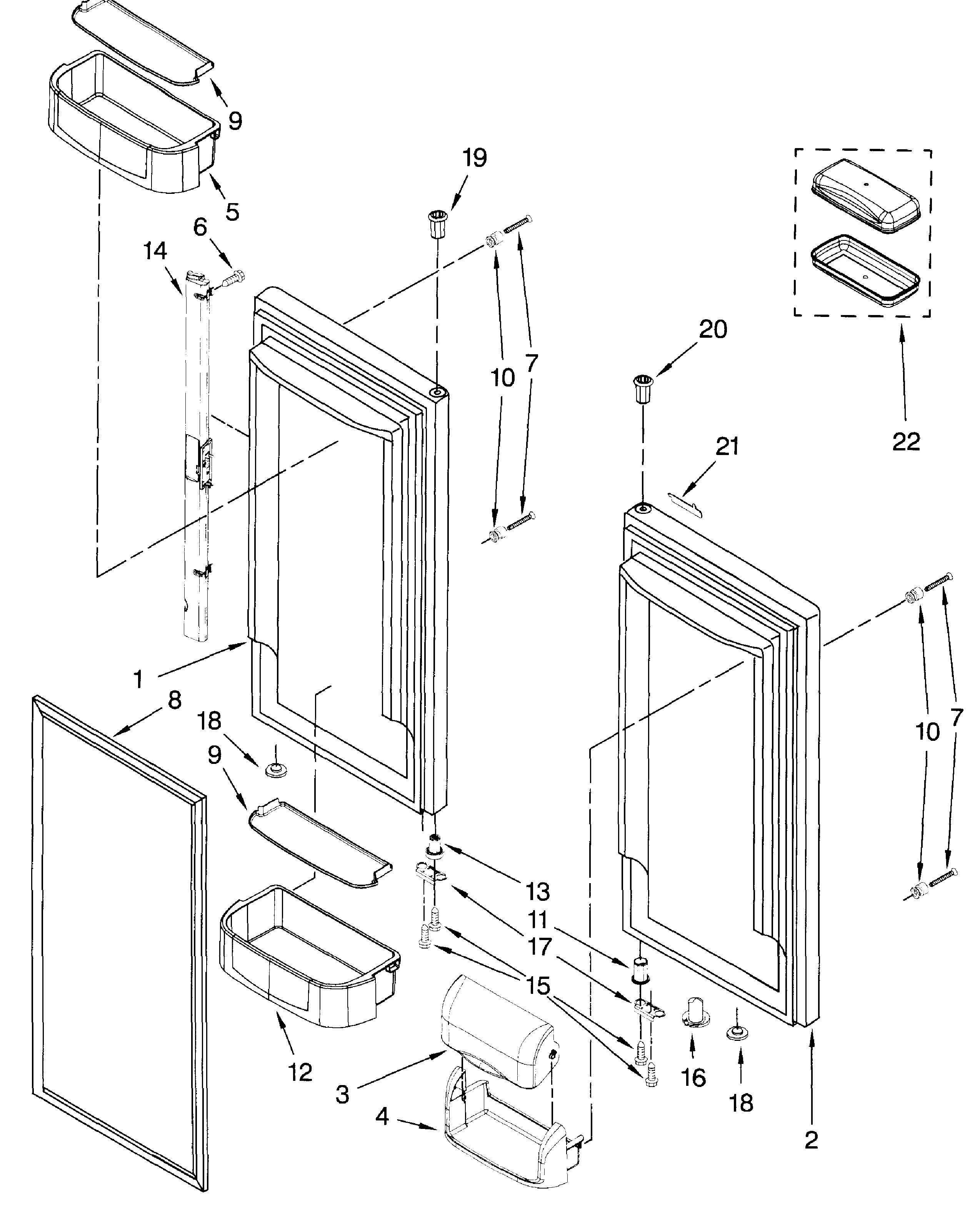 Dacor EF36BNNFSS refrig doors diagram