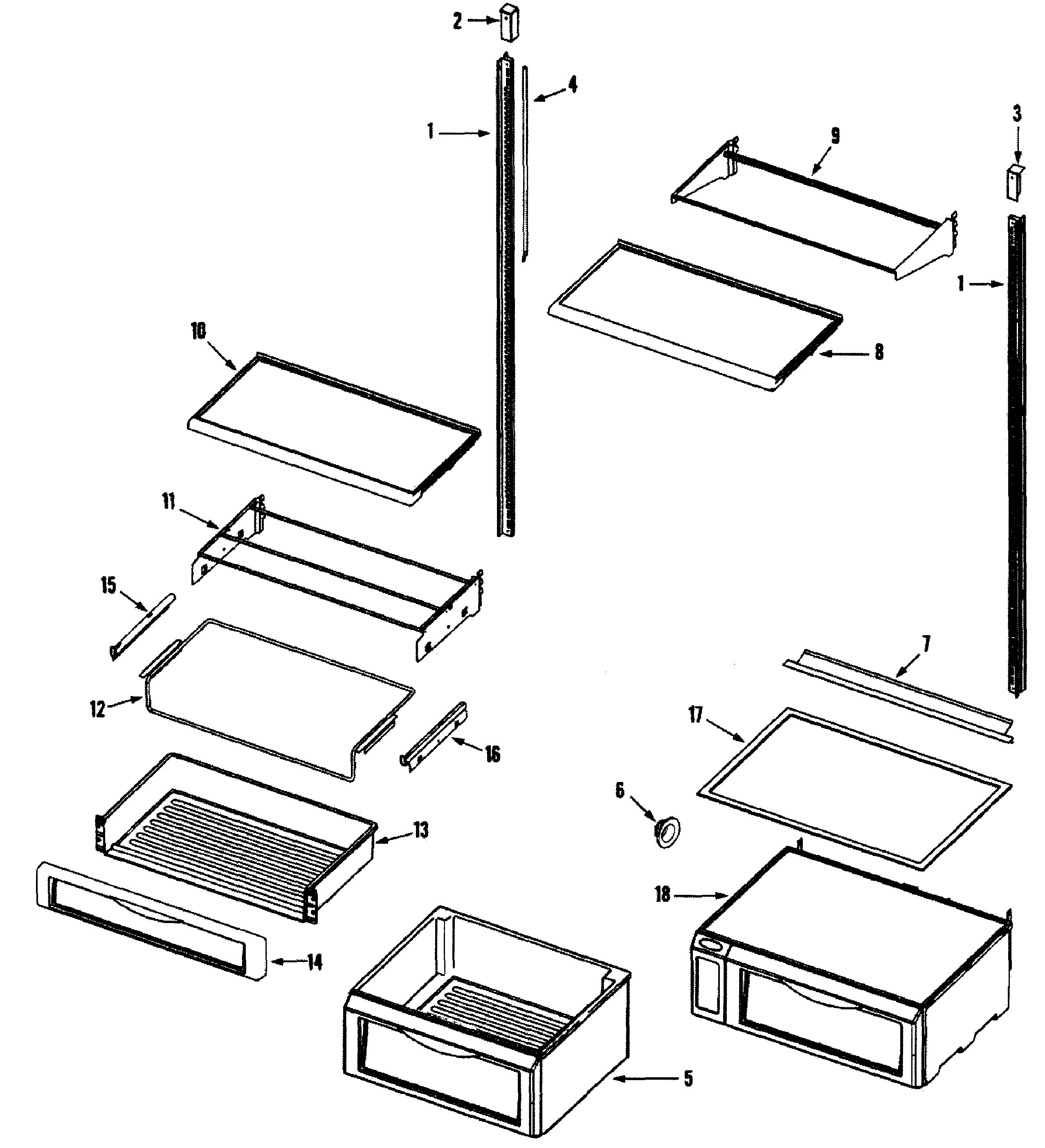 Dacor EF42BDCBSS refrig shelves diagram