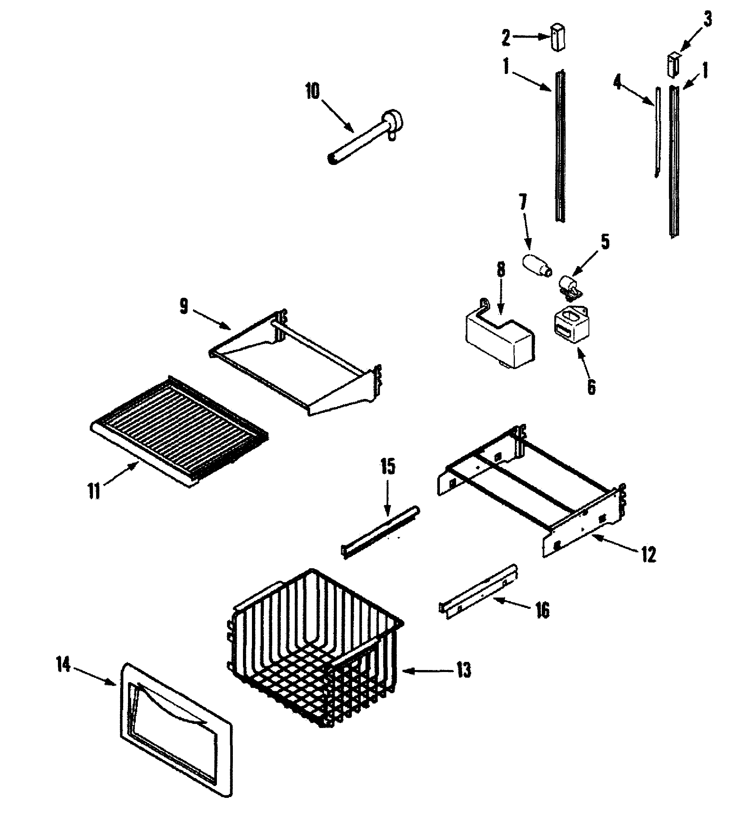 Dacor EF42BDCBSS freezer shelves diagram