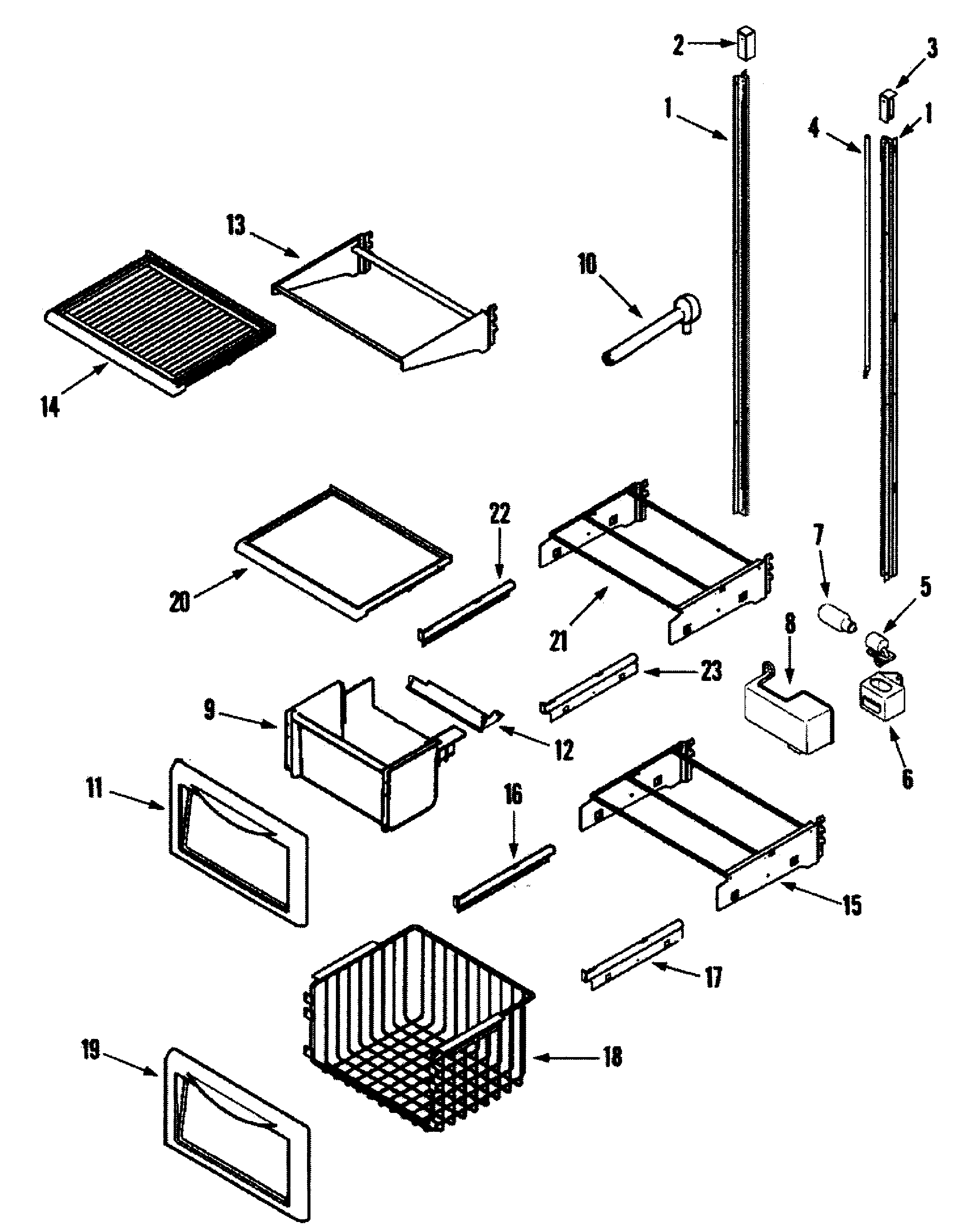 Dacor EF42BNDBSS freezer shelves diagram