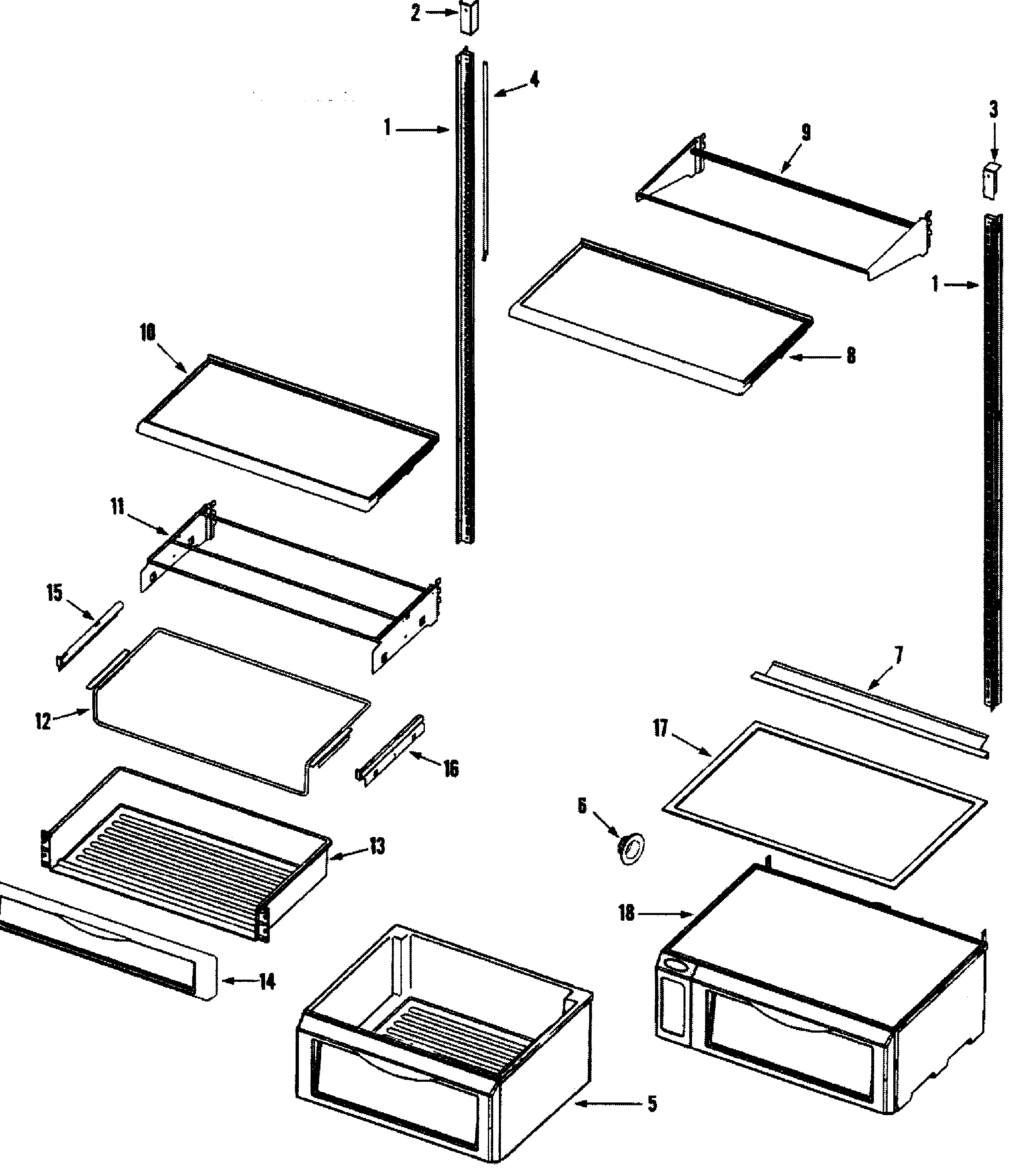 Dacor EF48BNDBSS refrig shelves diagram