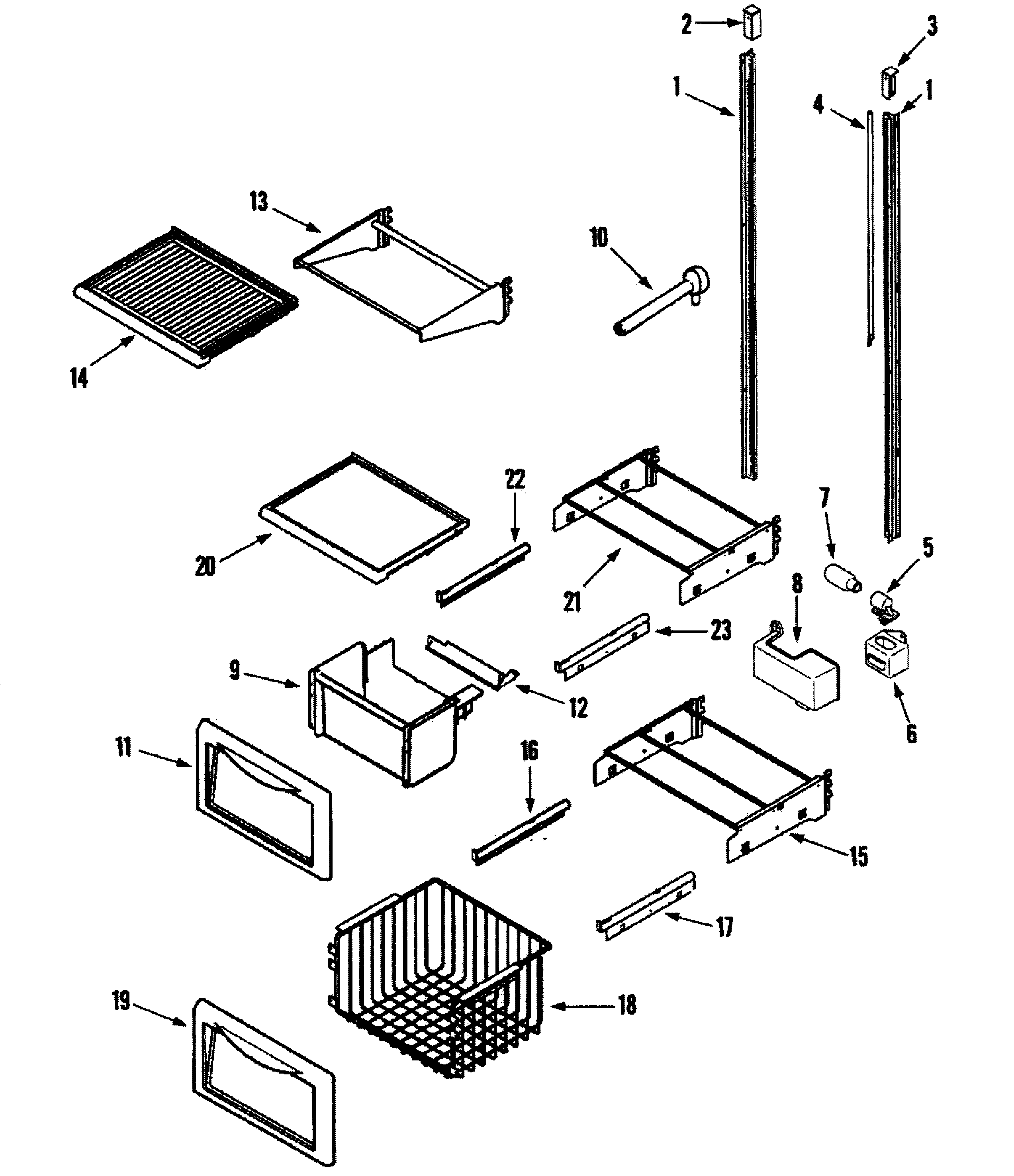 Dacor EF48BNDBSS freezer shelves diagram