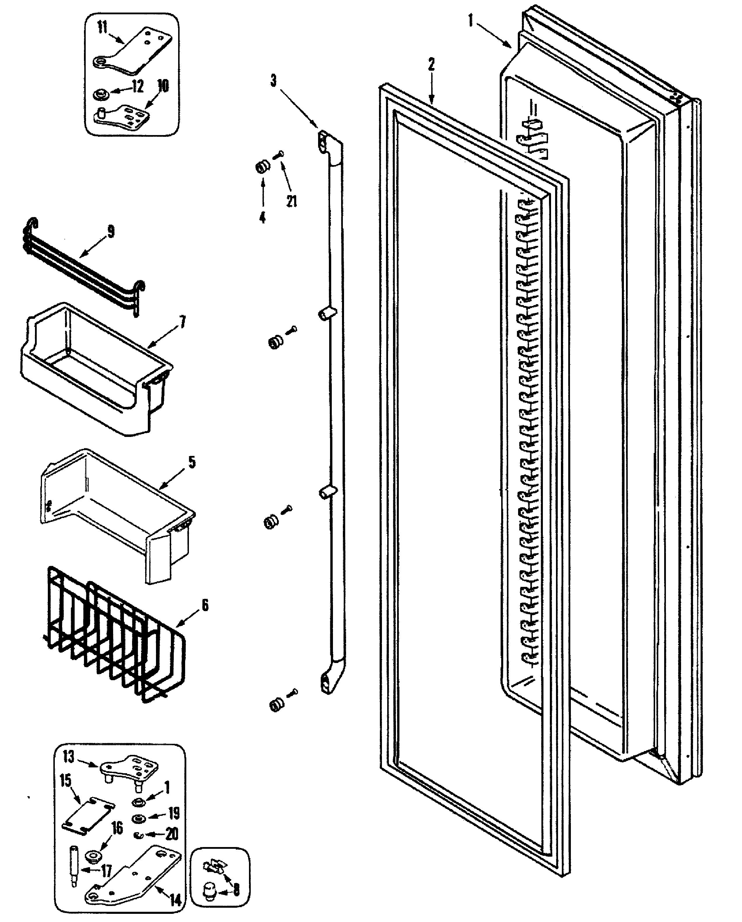 Dacor EF48BNDBSS left door diagram