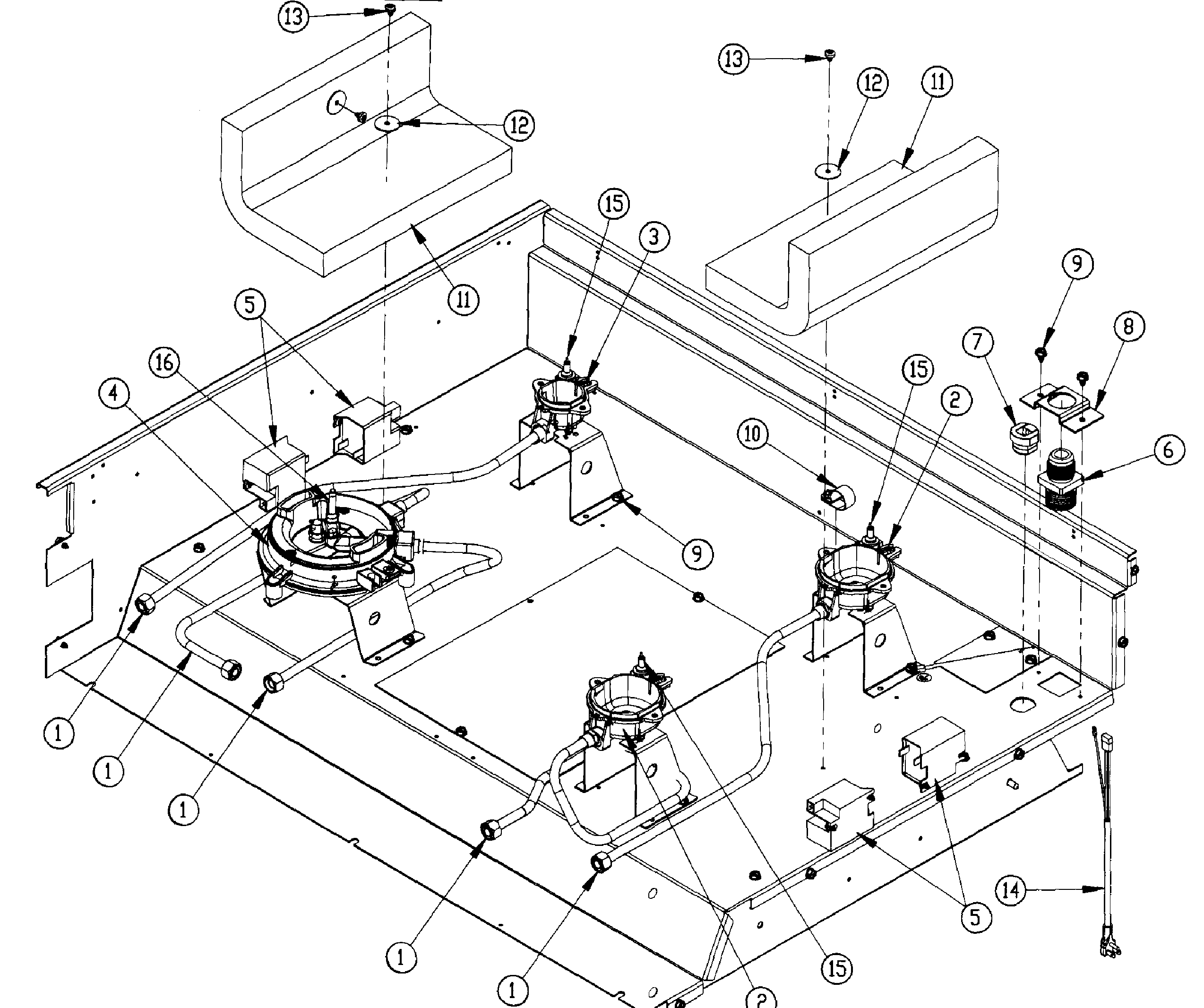 Dacor DRT304SNG sub cooktop diagram