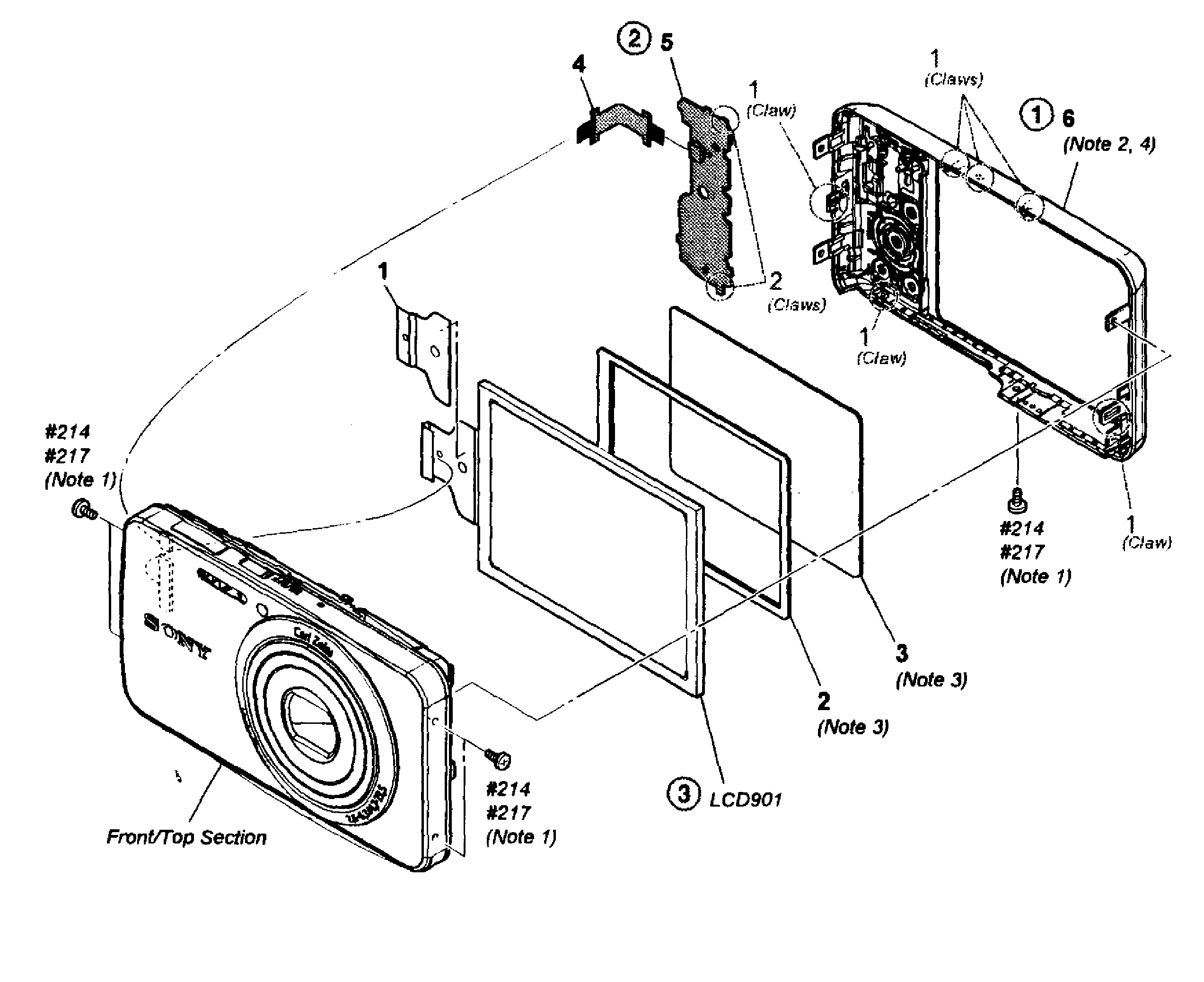Sony DSC-W570S rear section diagram