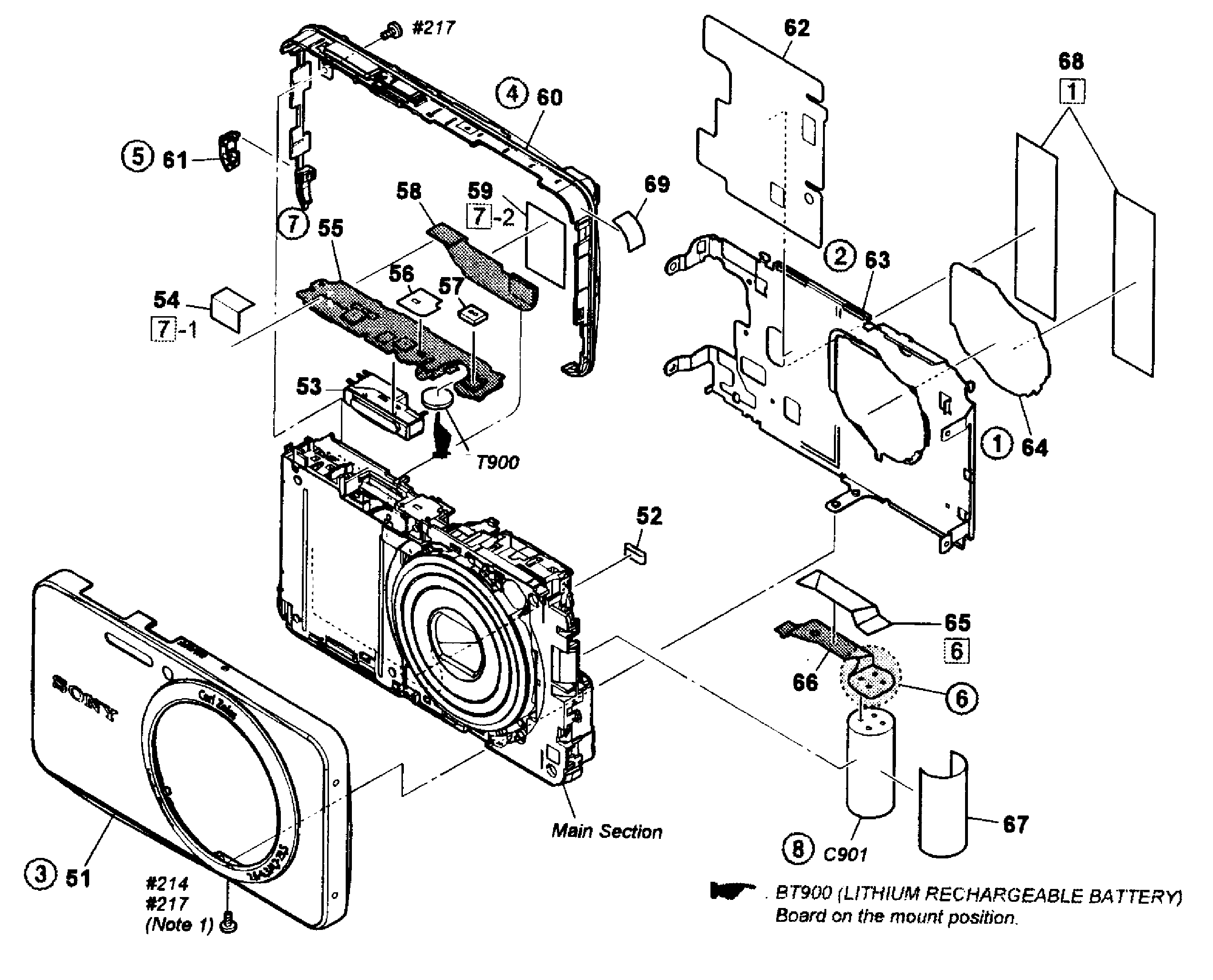 Sony DSC-W570S front section diagram