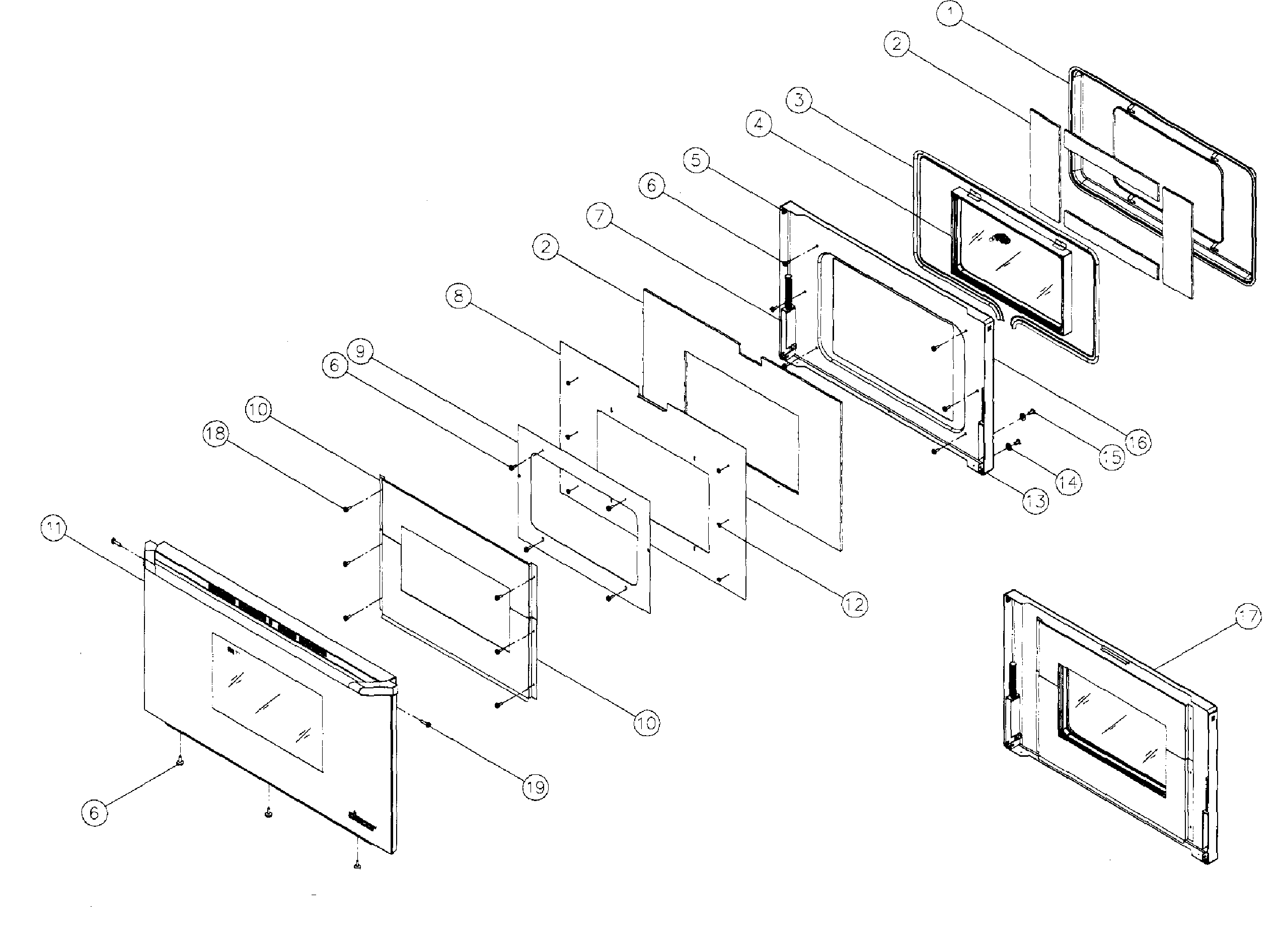 Dacor ECS136SBR door assy diagram