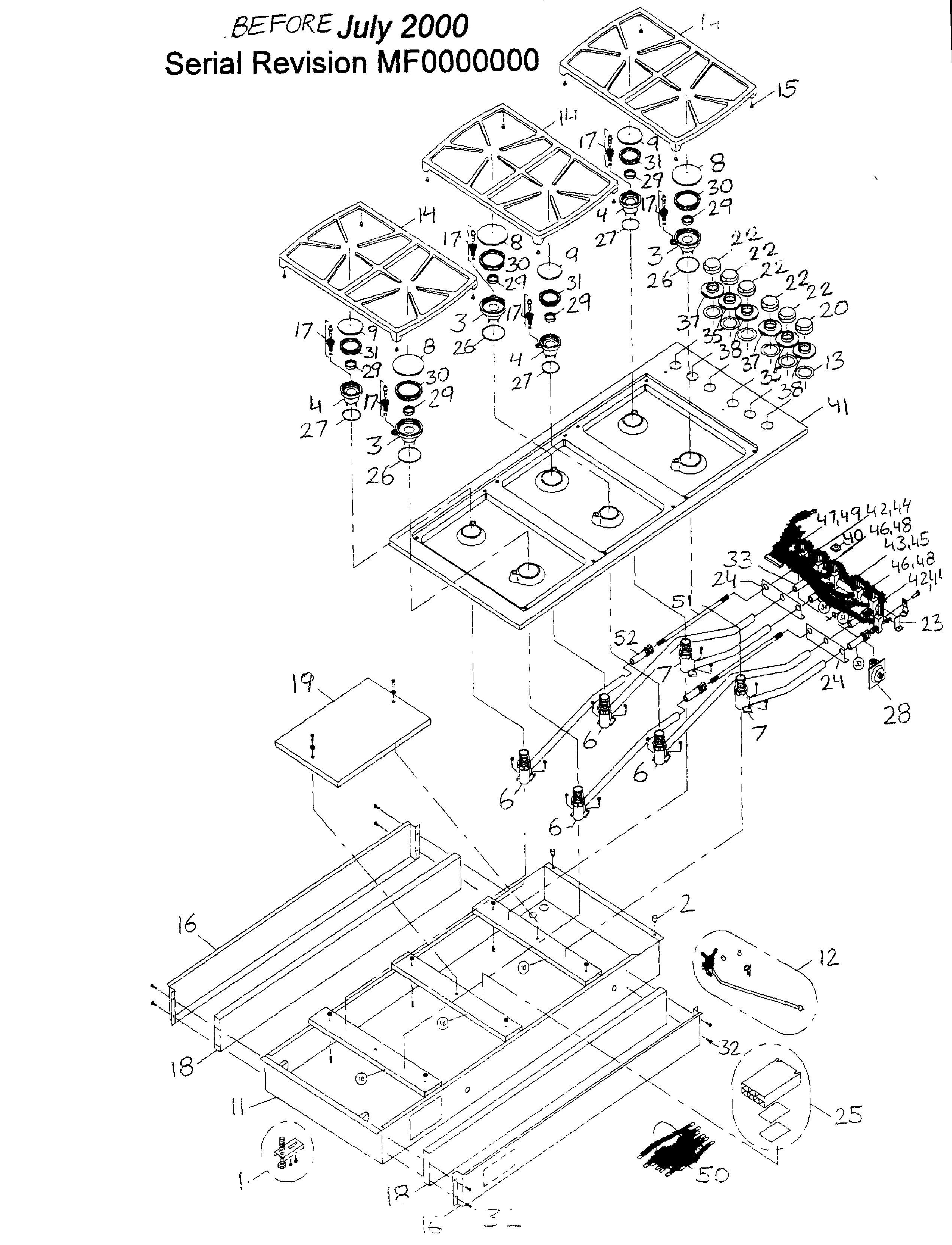 Dacor SGM466SLP cooktop diagram