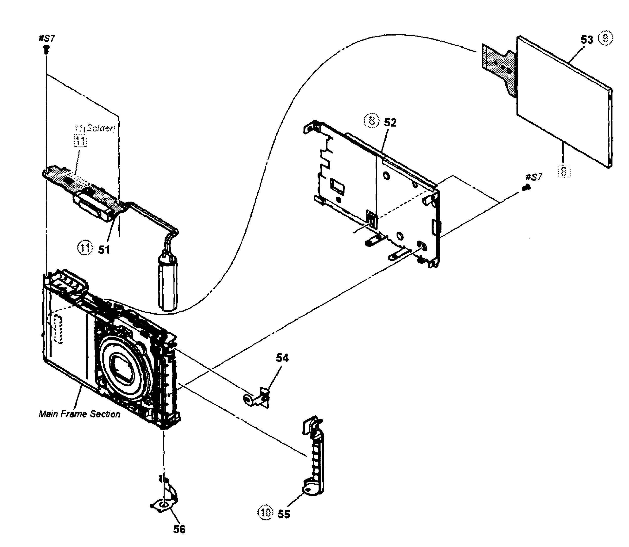 Sony DSC-W510P lcd assy diagram
