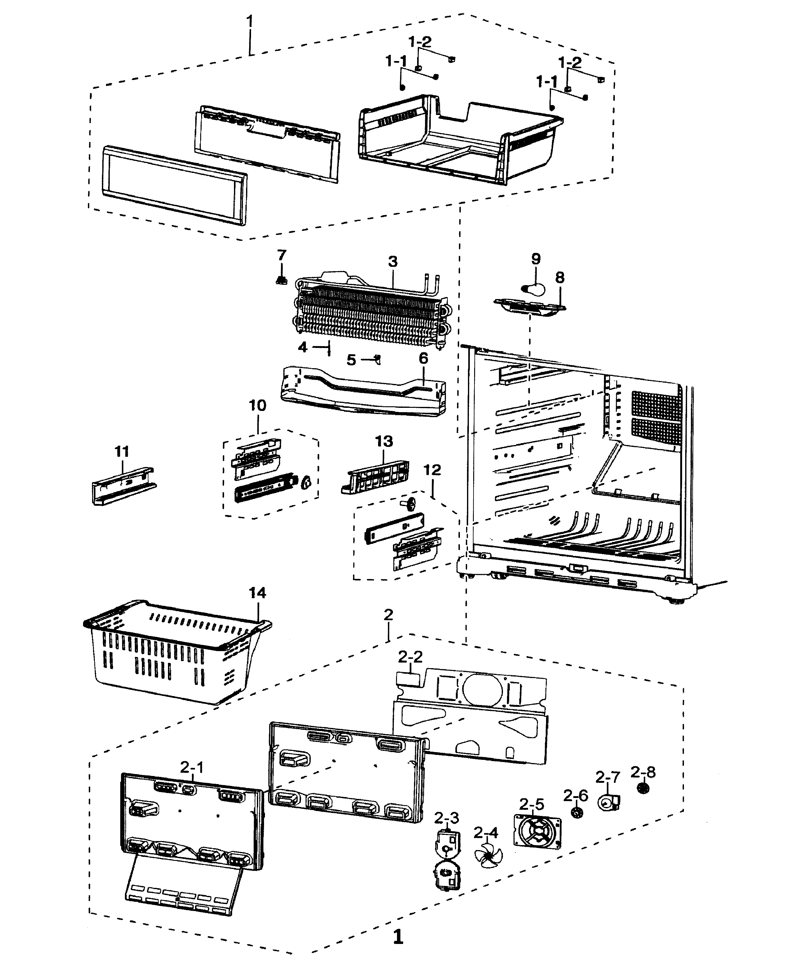 Samsung RF197ABWP/XAA-00 freezer diagram