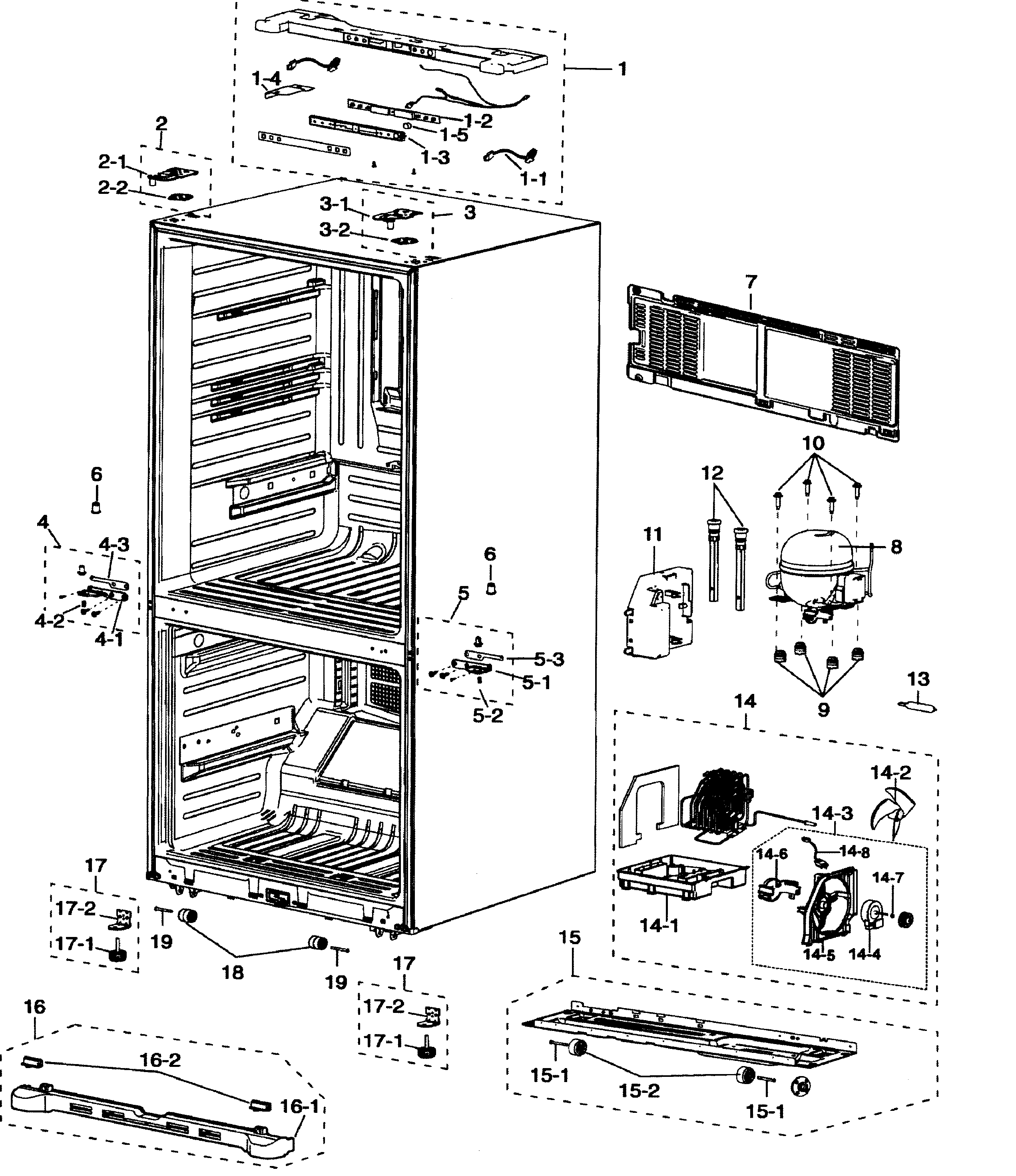 Samsung RF197ABWP/XAA-00 cabinet diagram