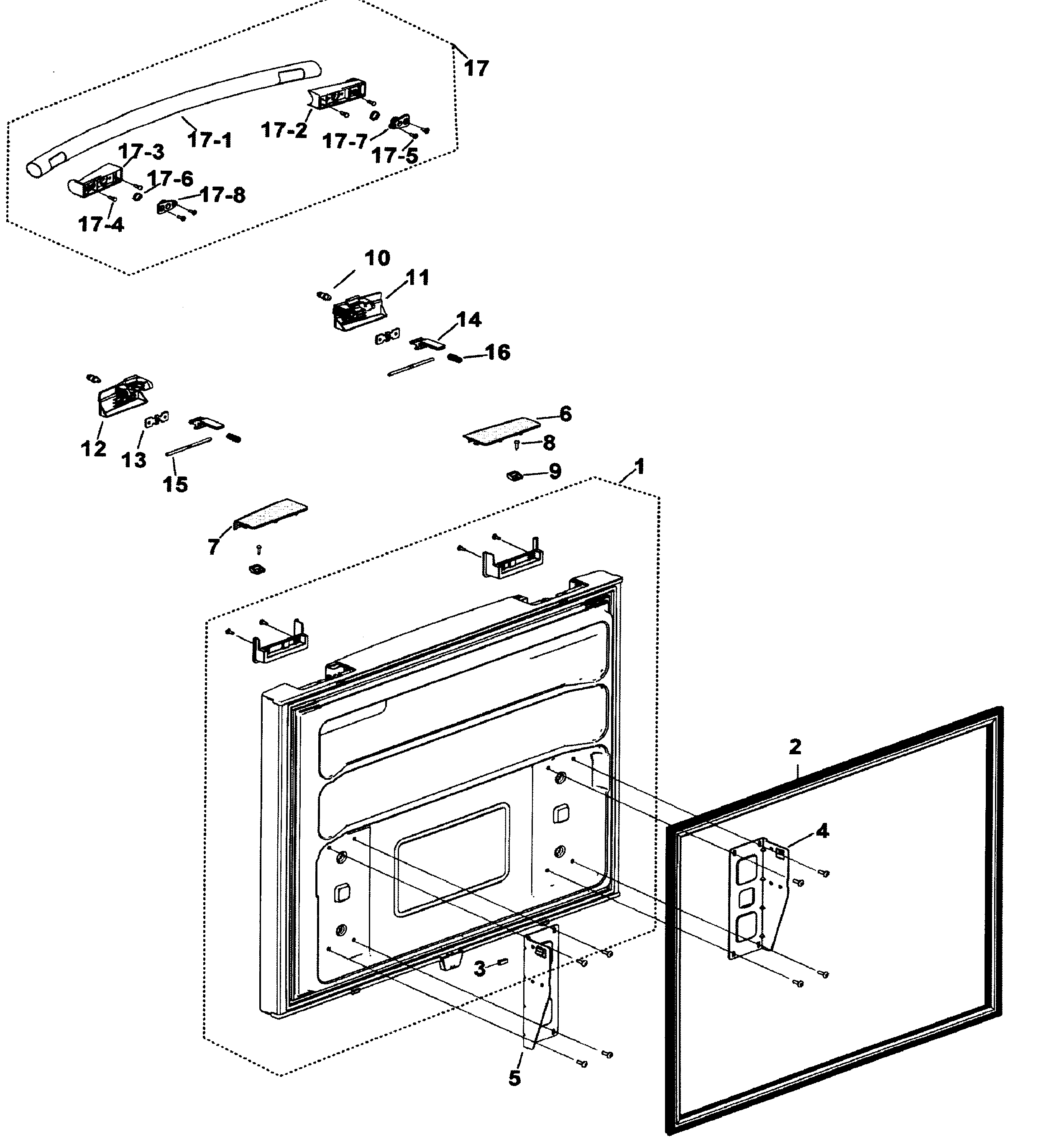 Samsung RF197ABWP/XAA-00 freezer door diagram