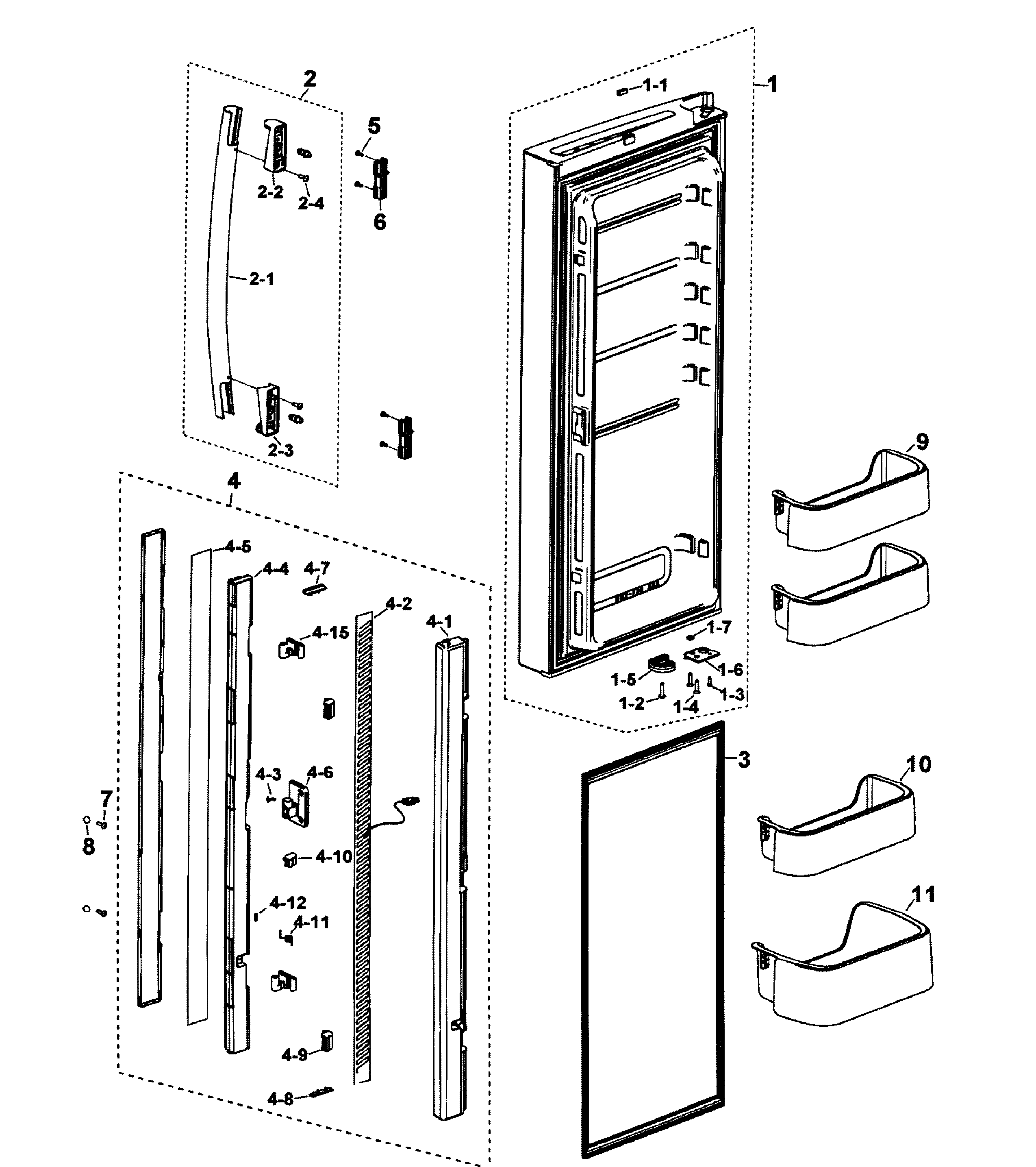 Samsung RF197ABWP/XAA-00 left door diagram
