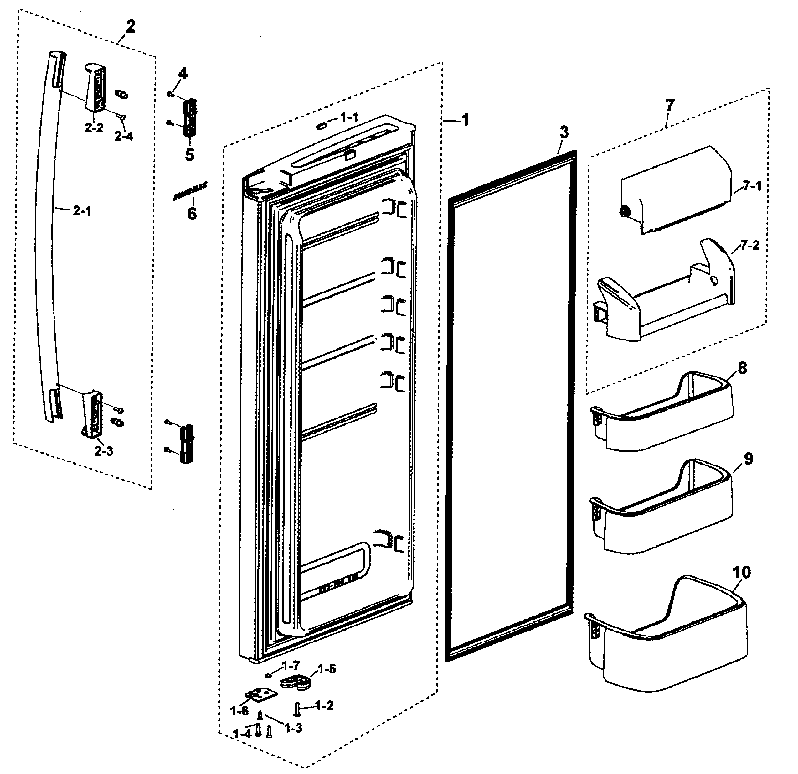Samsung RF197ABWP/XAA-00 right door diagram