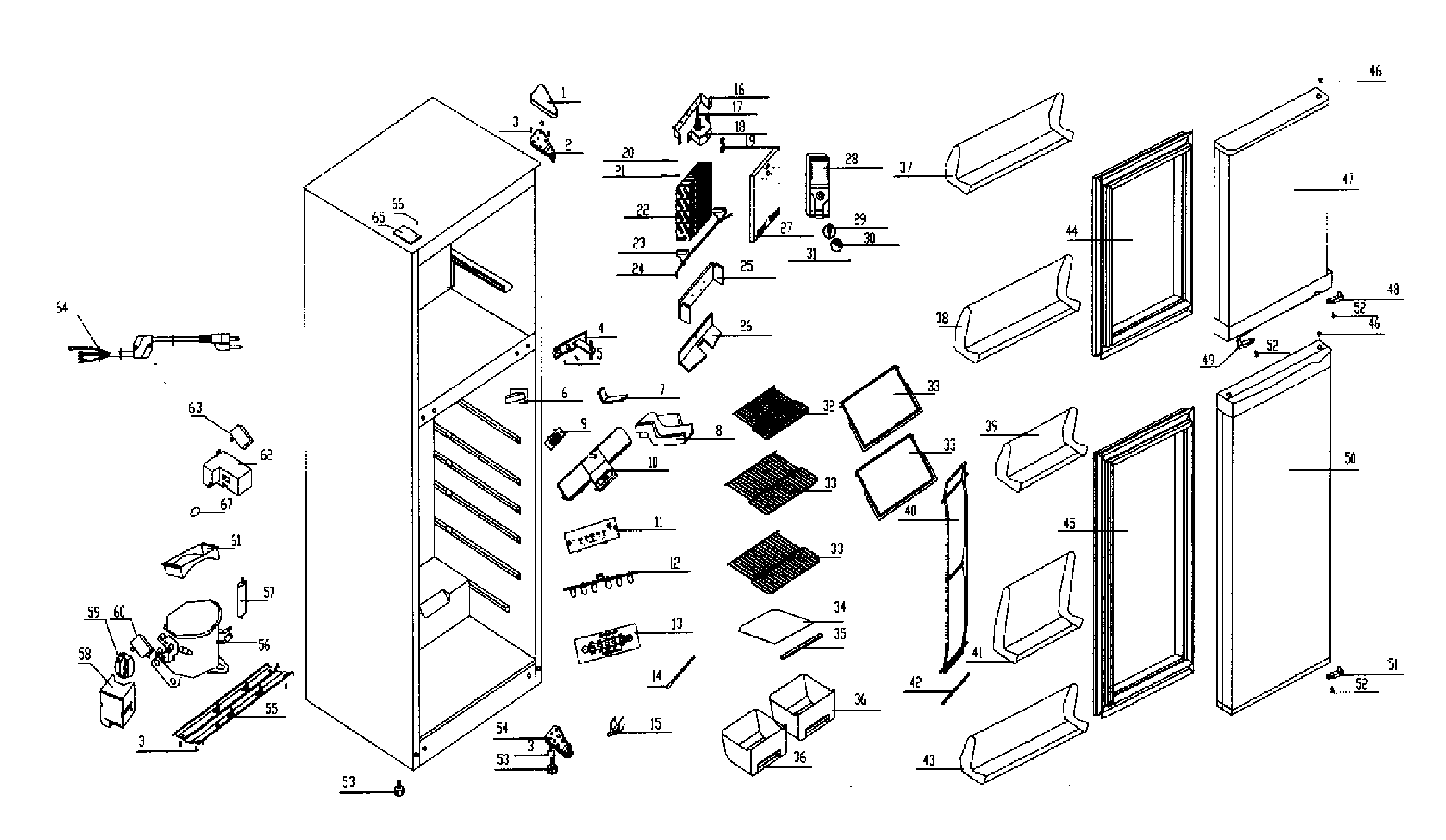 Kenmore 46160092010 refrigerator diagram