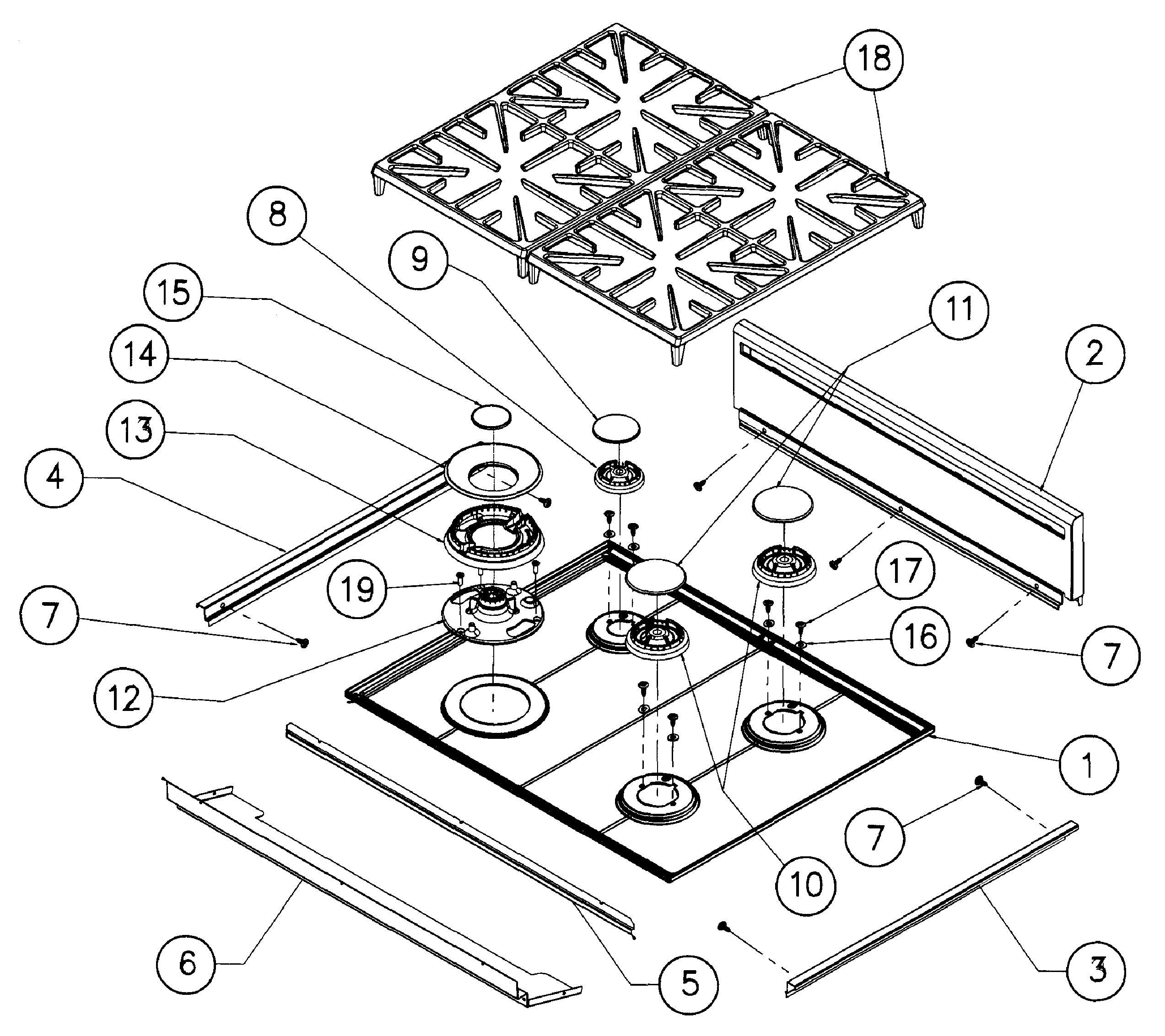 Dacor ER30GSCHNGH grates diagram