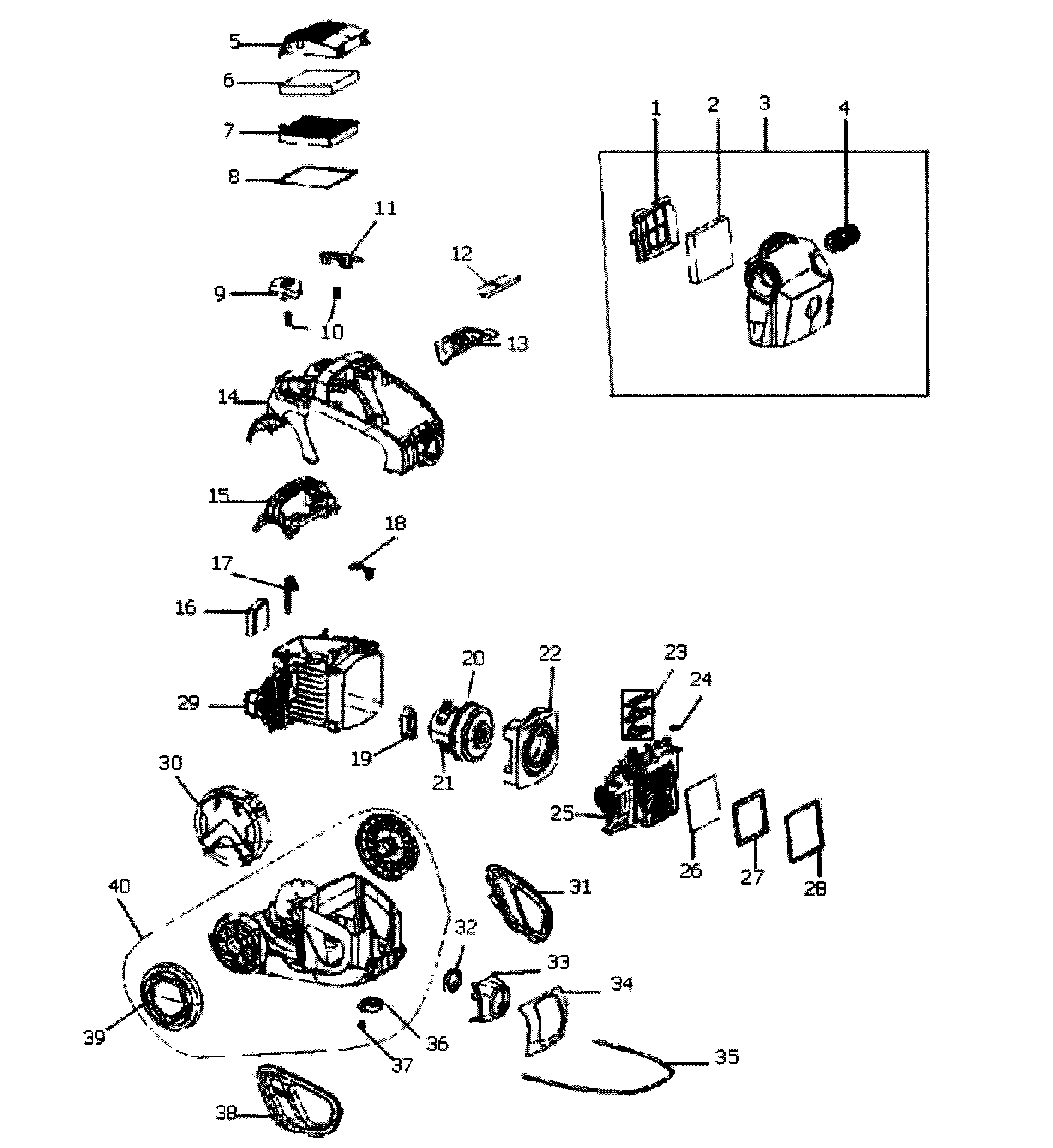 Electrolux EL4300A canister diagram