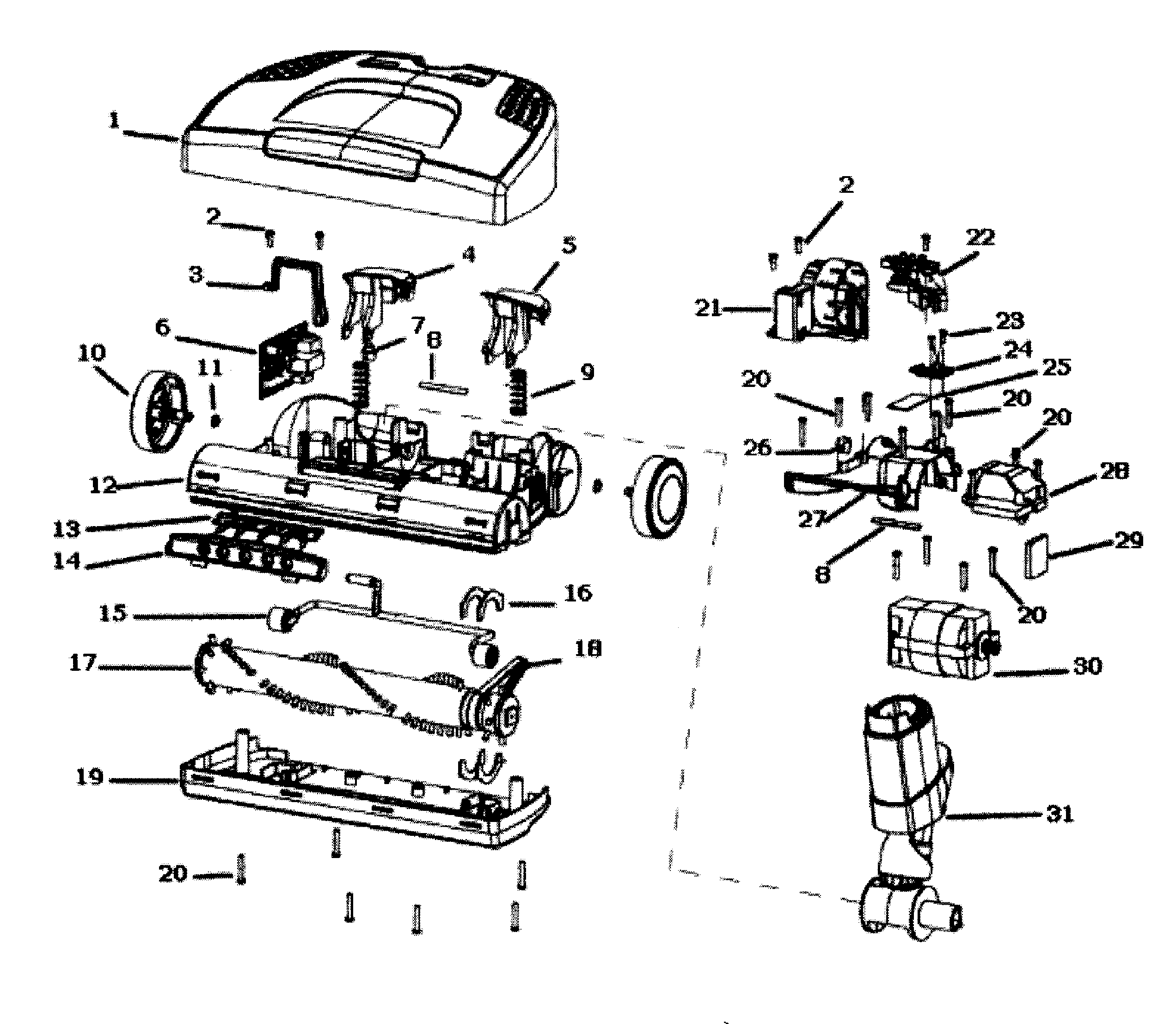 Electrolux EL4300A power head diagram