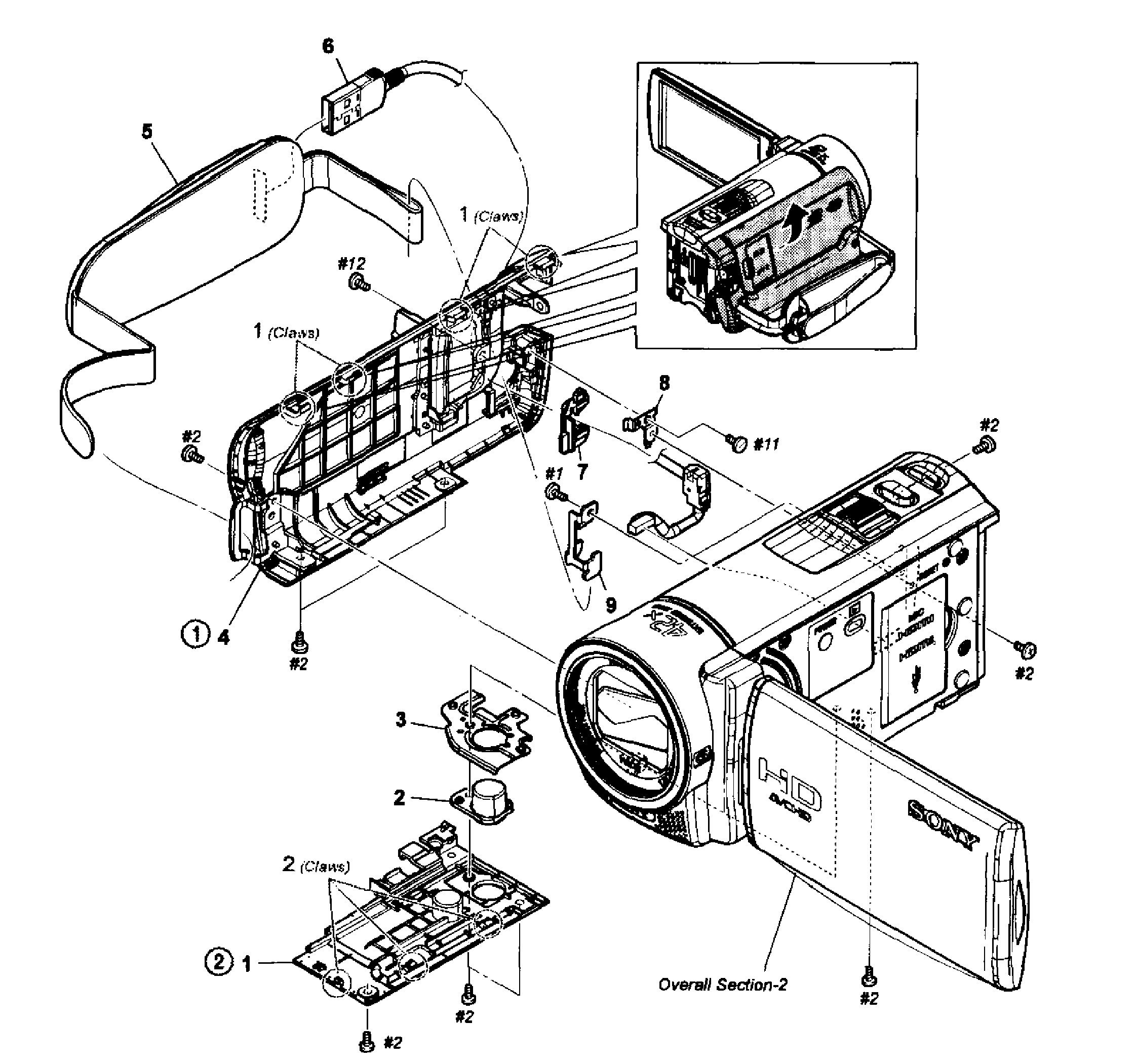 Sony HDR-CX160BB left assy diagram