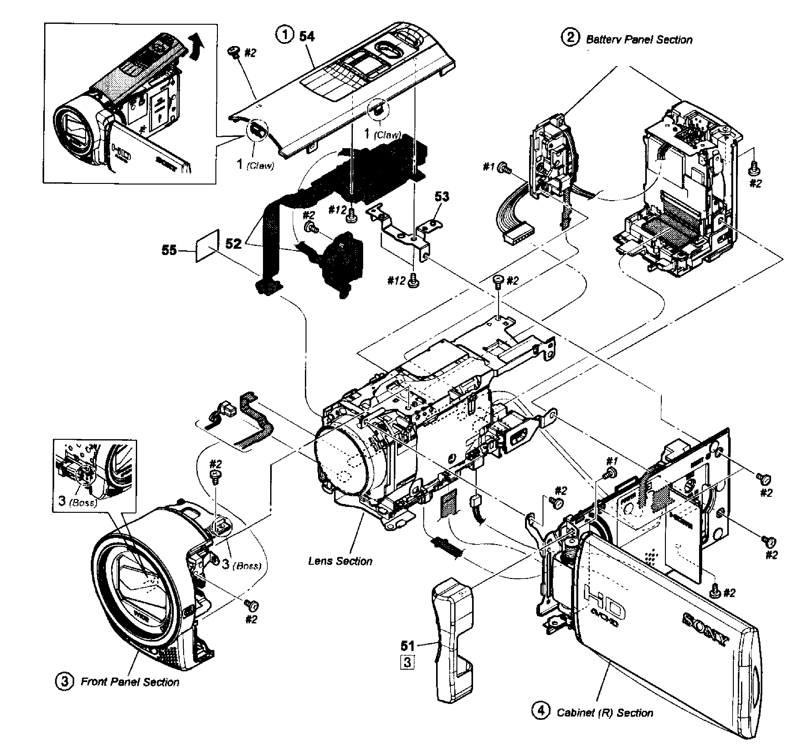 Sony HDR-CX160BB main assy diagram