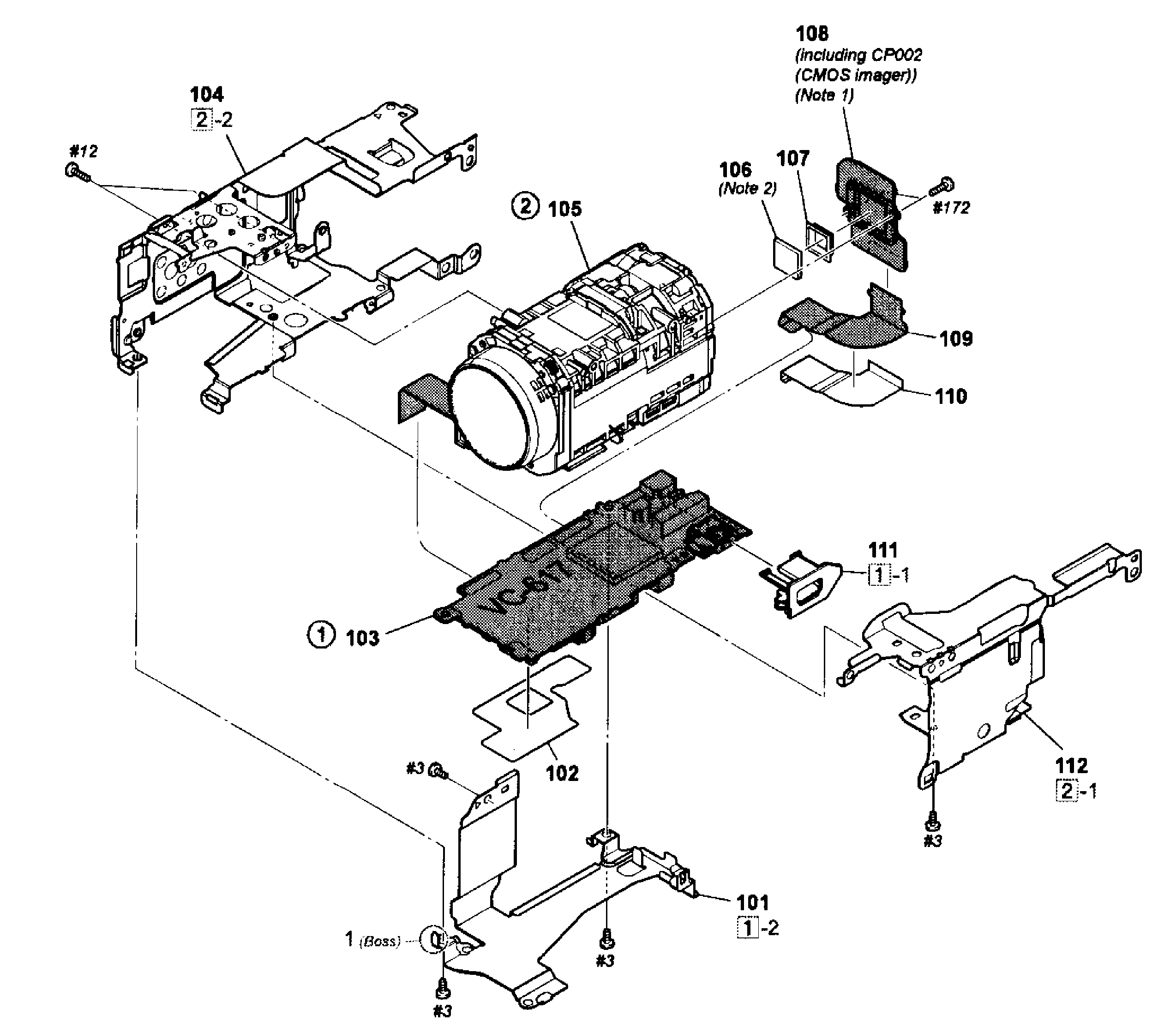 Sony HDR-CX160BB lens assy diagram