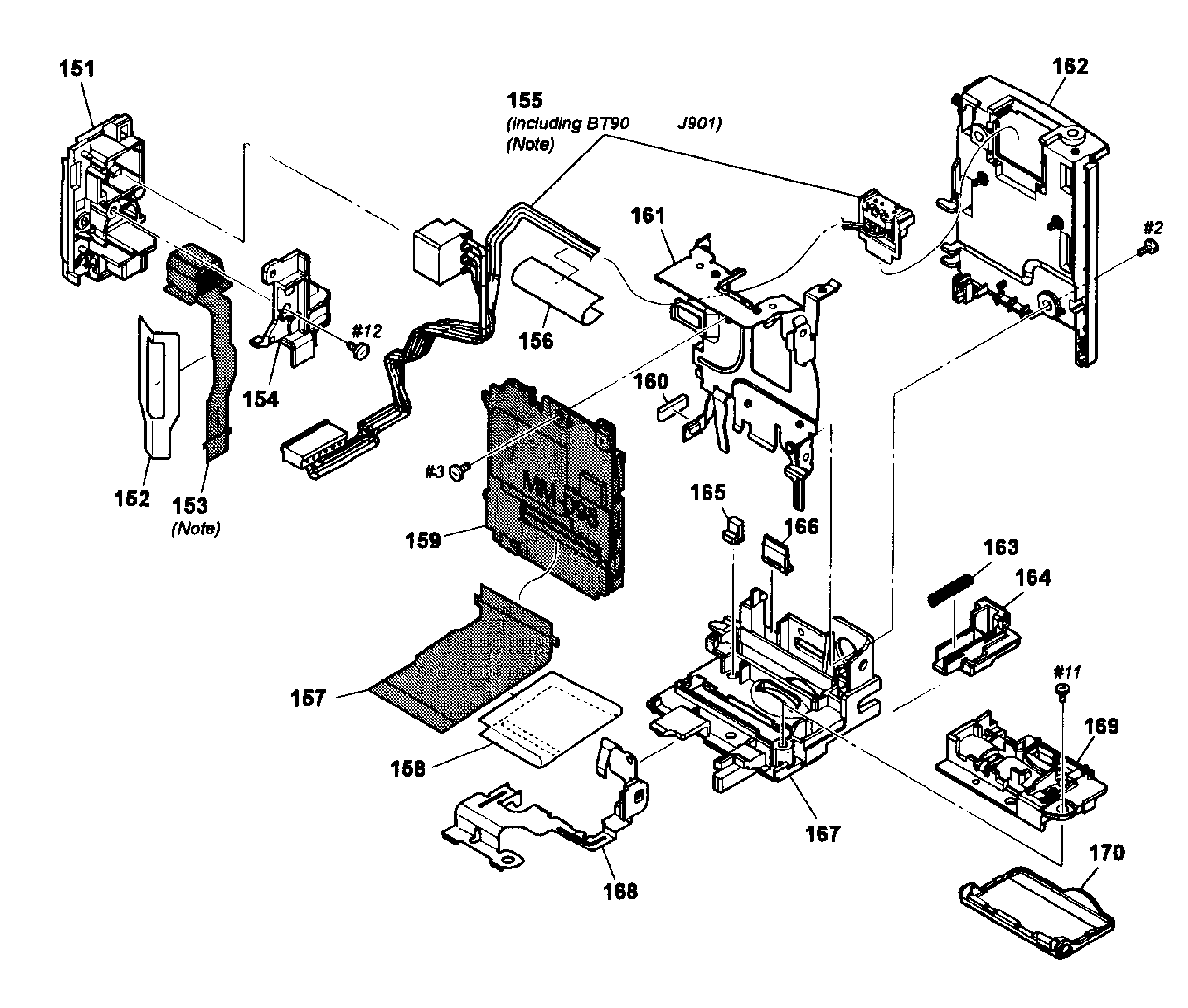 Sony HDR-CX160BB battery panel diagram