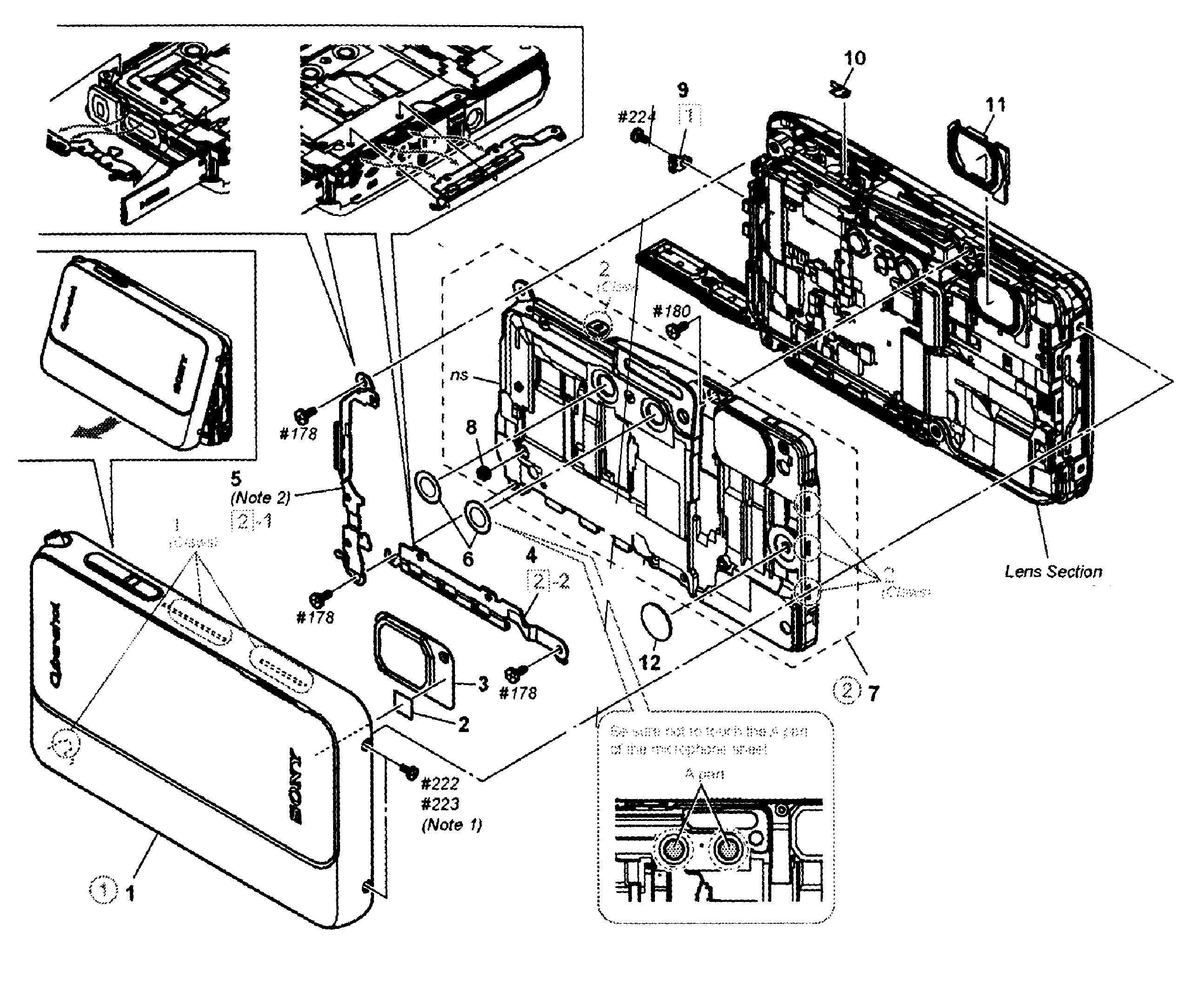 Sony DSC-TX10B front assy diagram